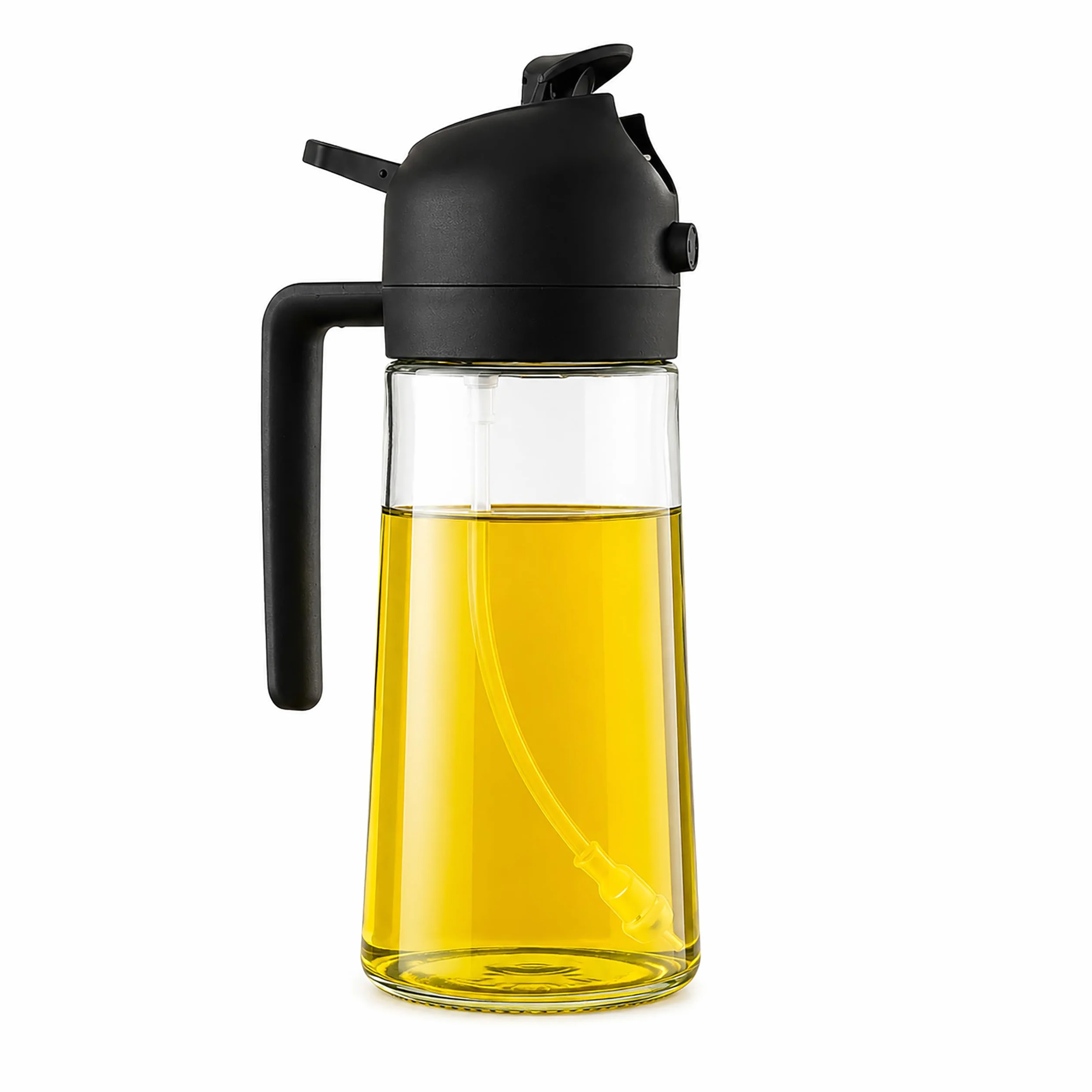 Spruzzino Olio per Friggitrice ad Aria 470 ml, Dispenser Olio 2 in 1 Spray e Versamento, Oliera Spray in Vetro