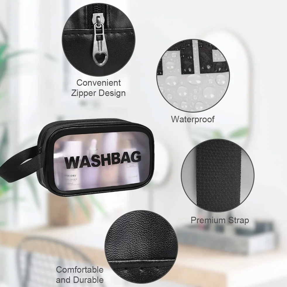 Aucuu Borse Da Toilette Trasparente 3 Pezzi PVC Trousse da Viaggio Impermeabile Borsa Cosmetici Portatile