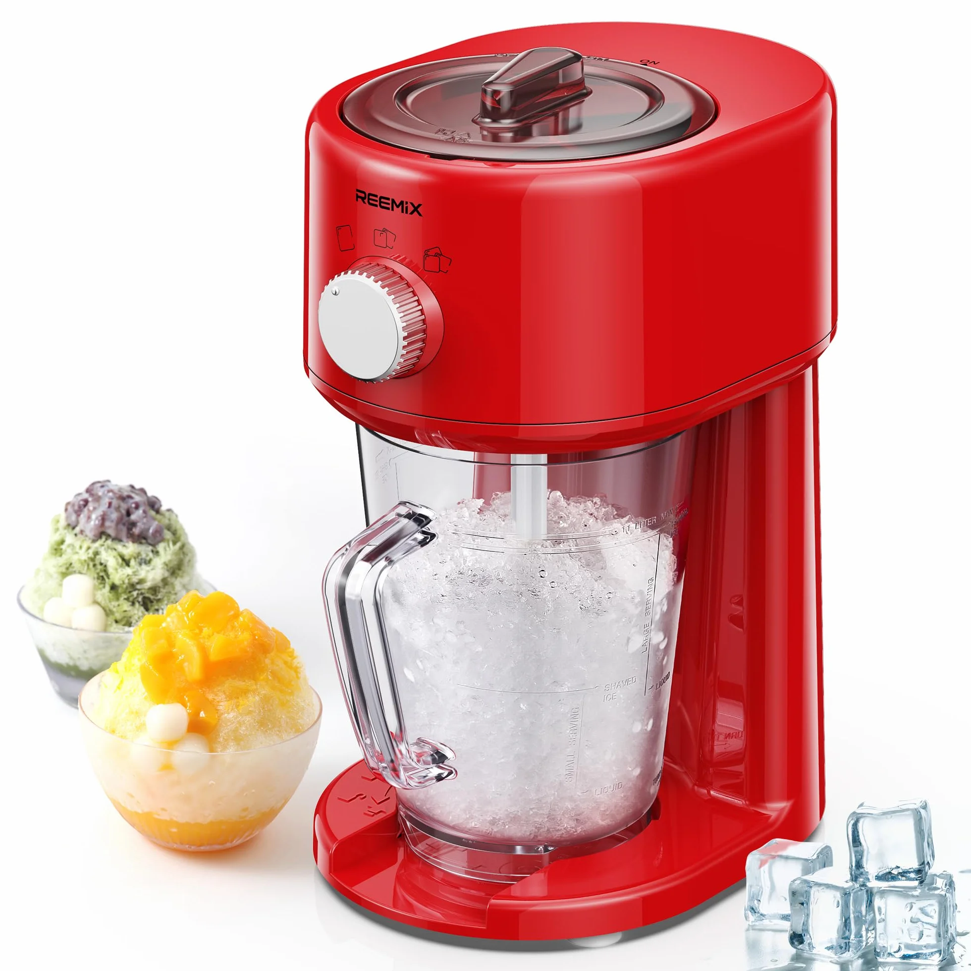 Reemix Tritaghiaccio Elettrico per Granite, 3 Modalità, Lame Acciaio Inox, Rosso