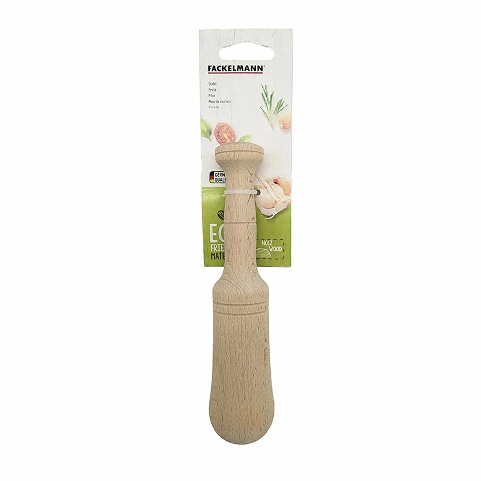 Fackelmann - Mortaio a mano in legno di faggio per tritare e schiacciare aglio, spezie, colore naturale, Ø 4 x 20 cm, 1 pezzo