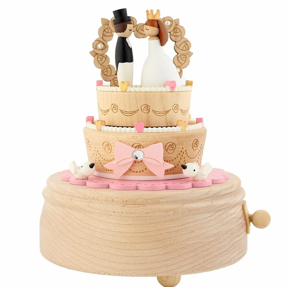 Custodia Musicale per Decorazioni Music Box di legno, Musical Box figura della torta Matrimonio coppia, Music Box for il compleanno regalo festa della donna ragazze di nozze San Valentino Carillon