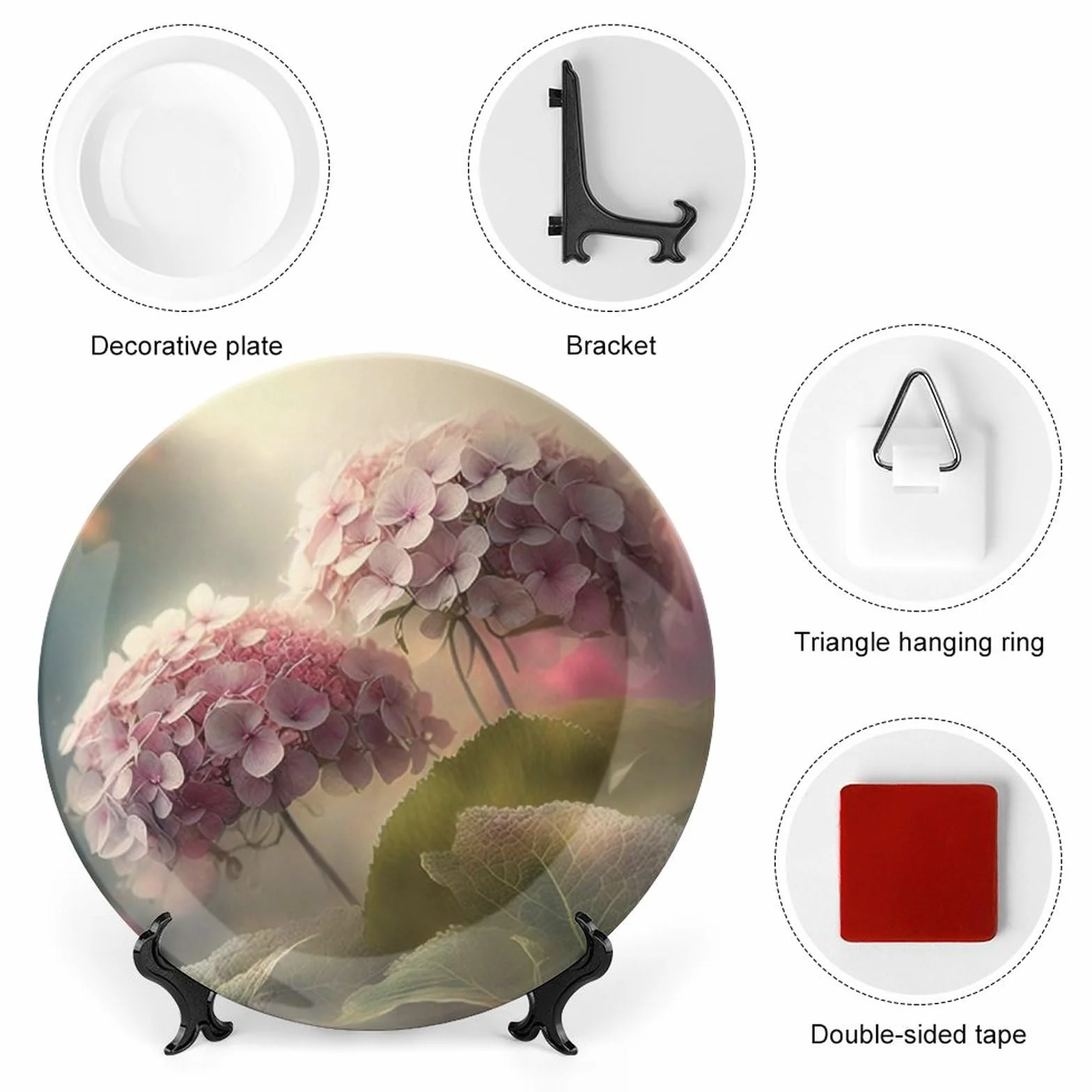 Piatti decorativi in ceramica con ortensia fiore per parete soggiorno sala da pranzo