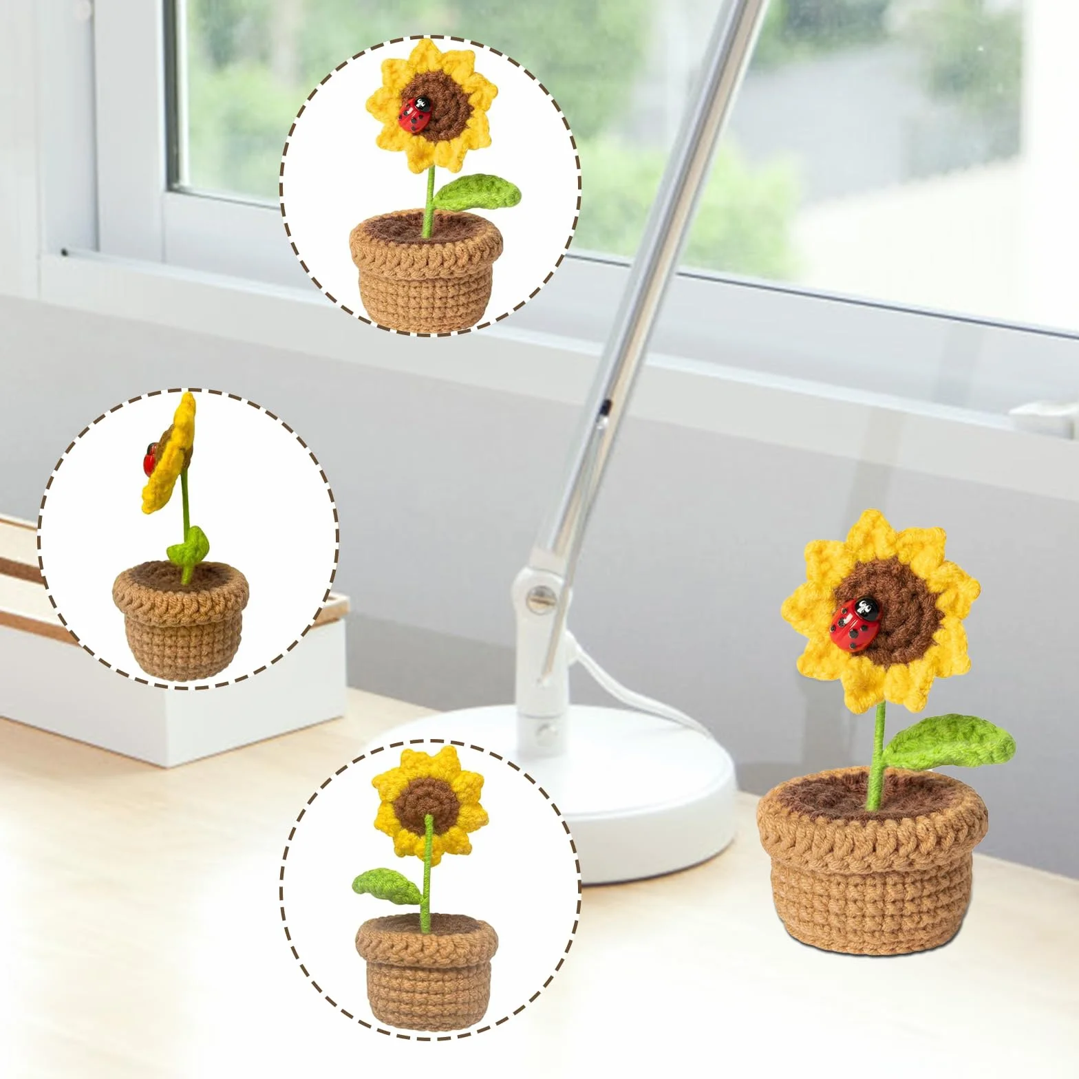 Mini Knitted Potato Set Pocket Hug Creative Knitted Wool Potato Girasole Doll Girasole per donne, regalo di addio, migliore amica