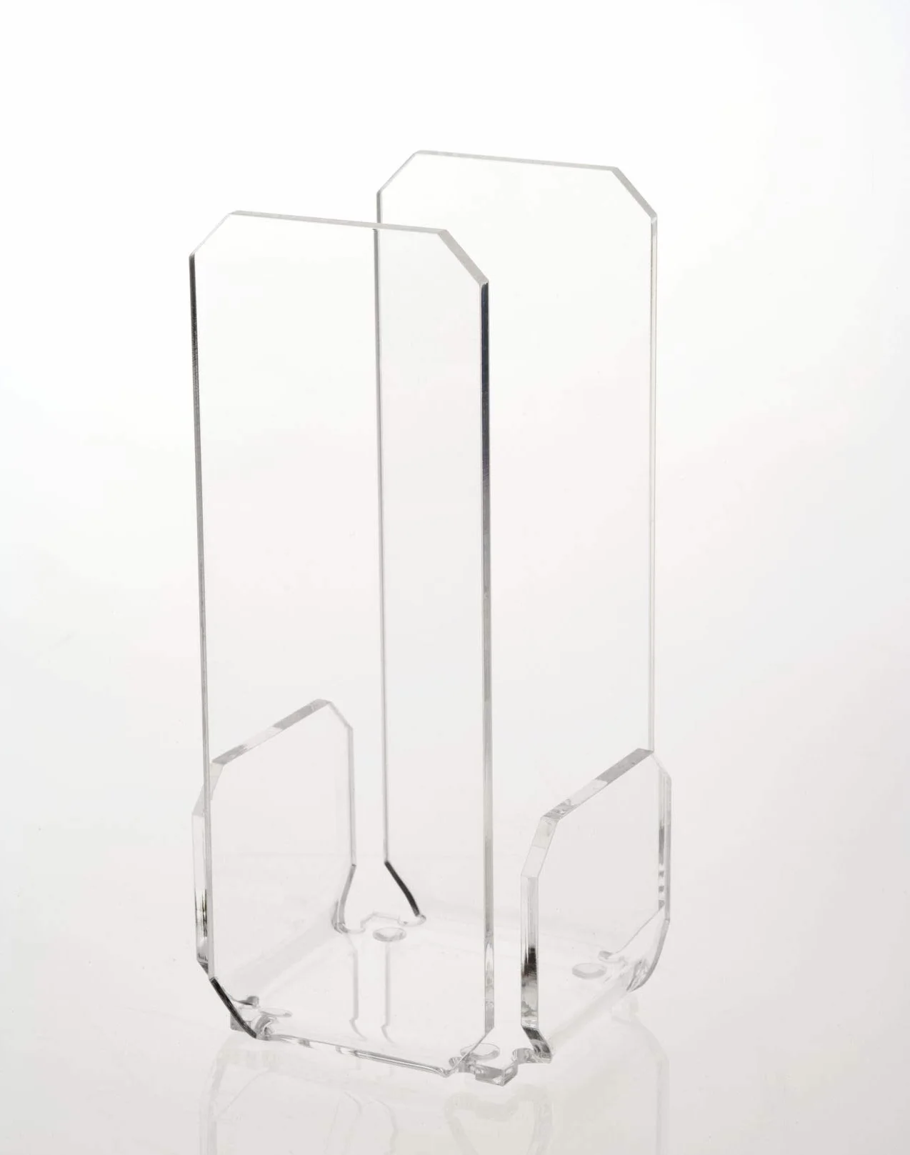 Portabicchieri plastica vetro acrilico trasparente modello Musa, porta bicchieri da tavolo buffet design moderno, made in Italy