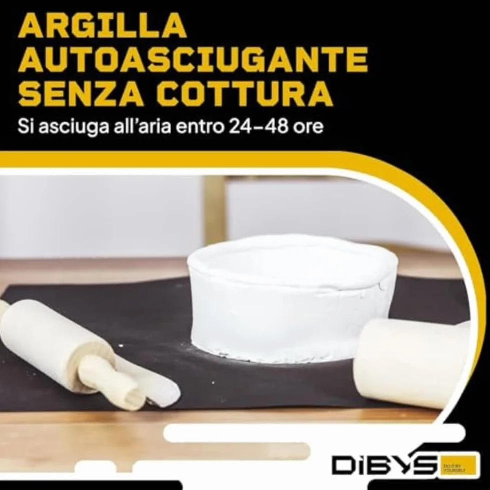 Set di Ceramica per la Casa DIBYS | Kit Completo con Argilla Autoindurente Bianca, Strumenti di Modellazione, Colori e Pennelli