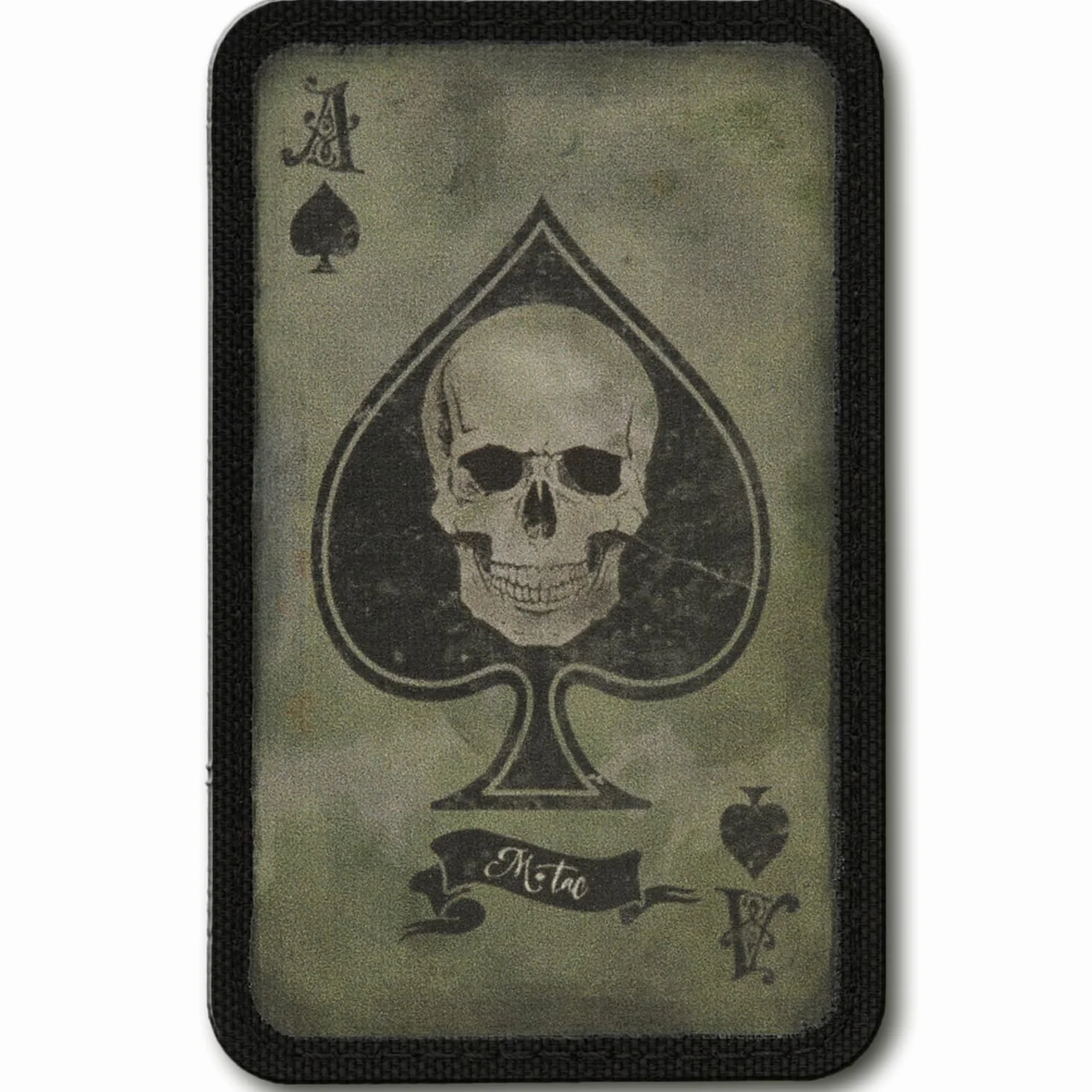 M-Tac Ace of Spades Death Card Tactical Morale Patch Army Combat Hook Fasteners Stampa (Olive/Nero)