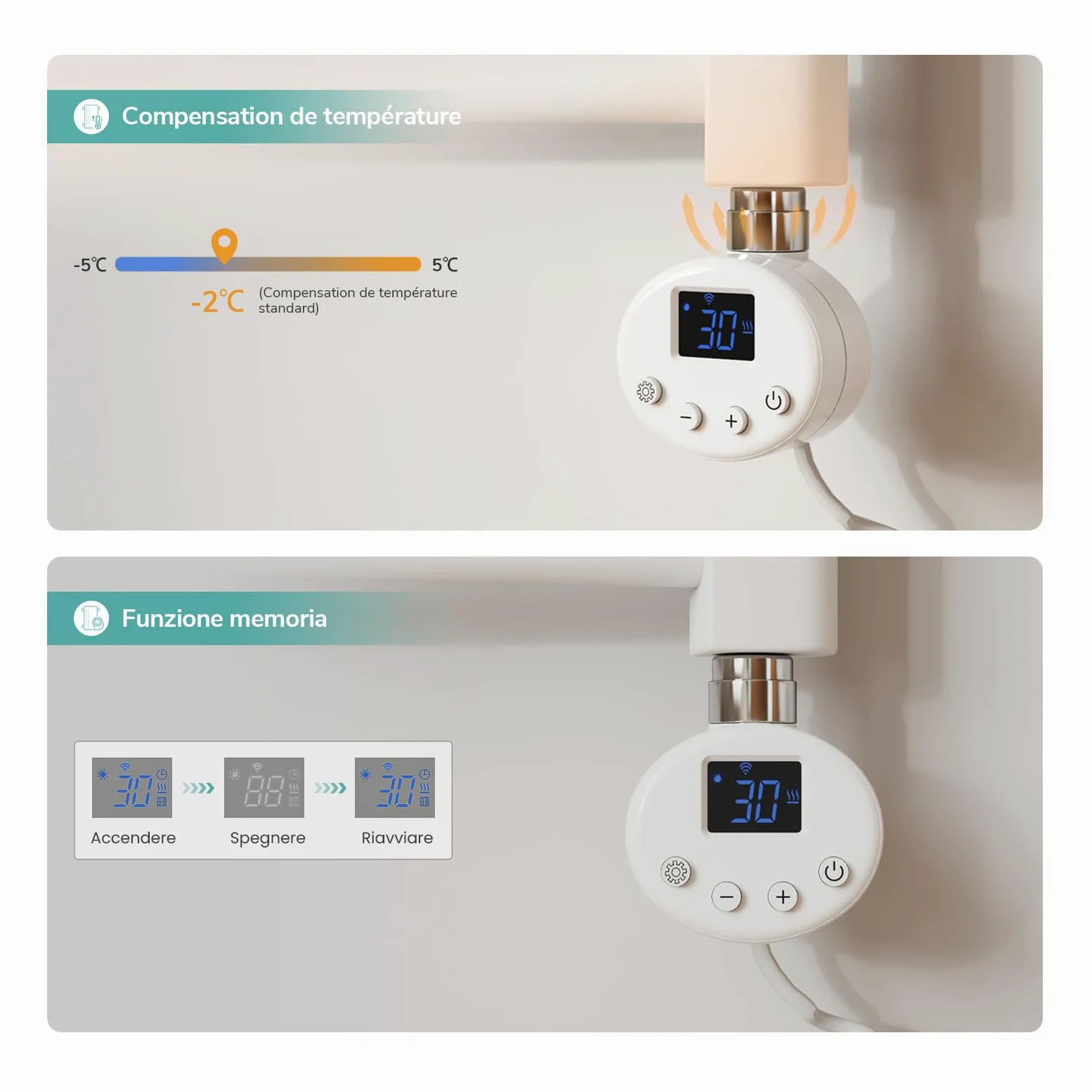 EMKE Scaldasalviette Elettrico per Bagno 75 x 40 cm, Radiatore Curvato con WIFI Termostato, Scaldasalviette Elettrico, Supporto Porta-Asciugamani, Bianco, 250 Watt