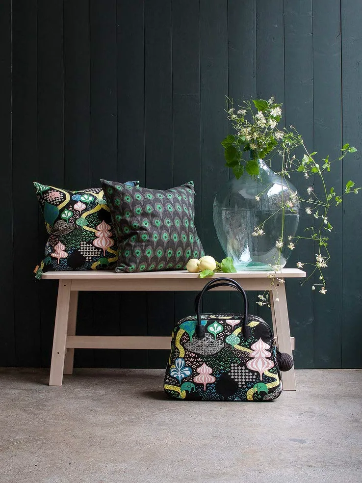 Cuscino decorativo 50 cm x 50 cm - Saga Forest - Nero/Multi