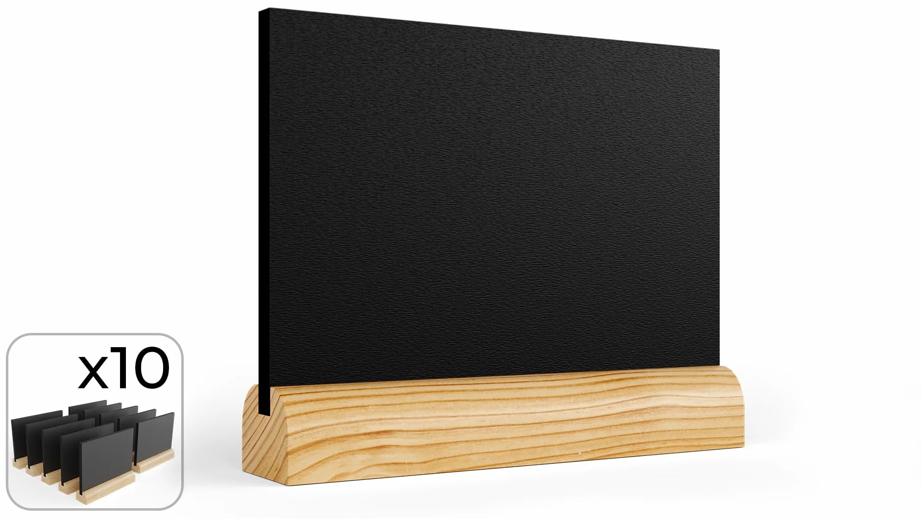 ALLboards Lavagnetta per gesso bifacciale da tavolo per Menu, MINI, stilizzata base legno, set 10 pezzi