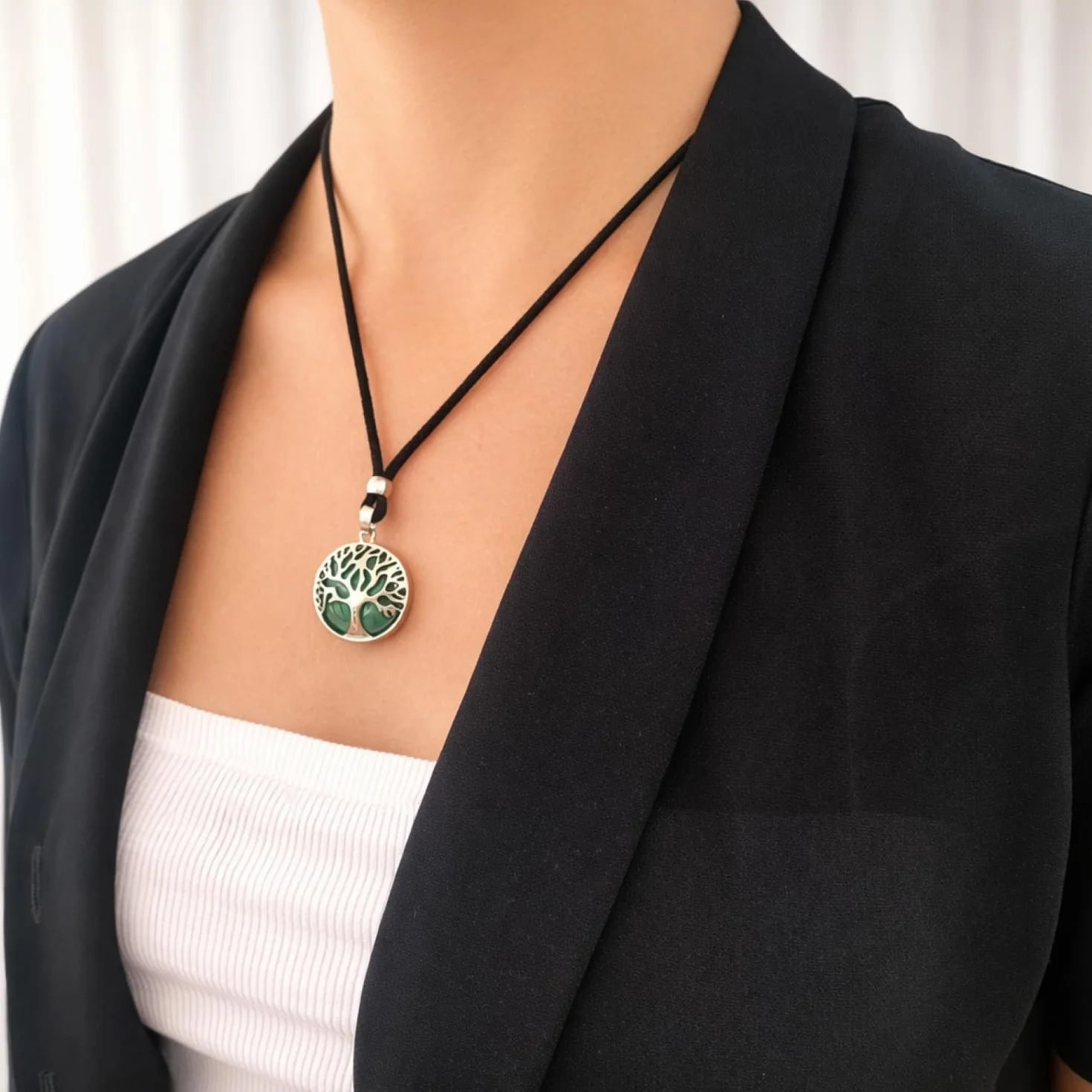 ASTER ALHELÍ Collana Albero della Vita Donna Uomo Ciondolo Pietra Naturale Altezza Regolabile Amuleto Protezione Gioiello Artigianale Fatto a Mano Idea Regalo Avventurina Verde