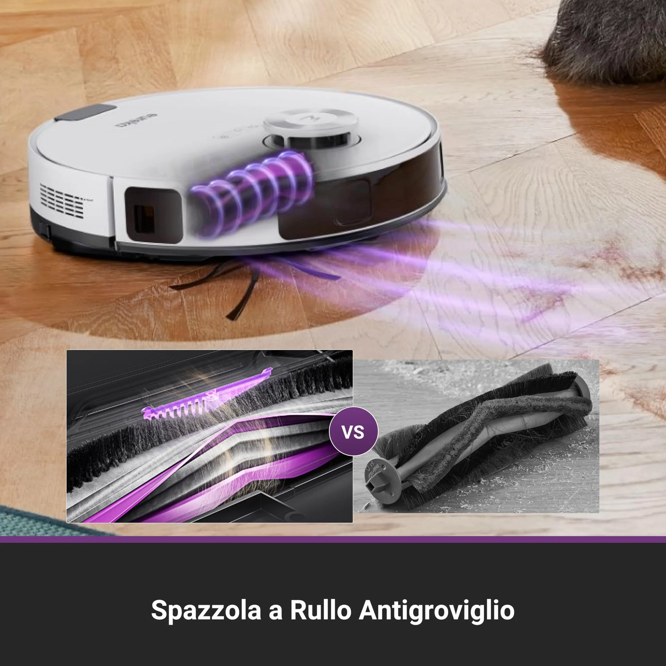 EUREKA E20 Evo Plus Robot Aspirapolvere e Lavapavimenti, 10.000Pa, Anti-Groviglio, 180min Autonomia, Mappatura LDS, Base Senza Sacchetto, Controllo Vocale