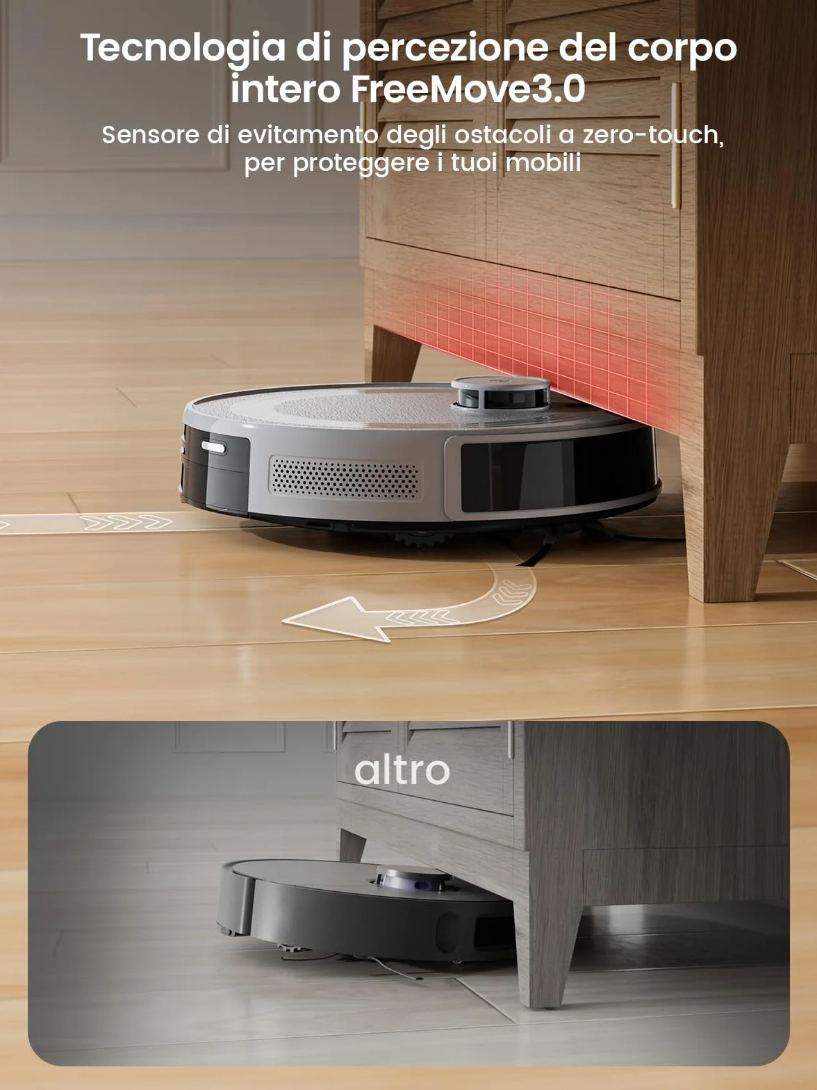 Lefant M2 Robot Aspirapolvere Lavapavimenti con Mappatura Laser dToF 2 in 1, 6000Pa, Navigazione Intelligente PSD Anti-Ostacoli, 160 Min,Controllo APP/Alexa, Ideale per Peli Animali, Grigio