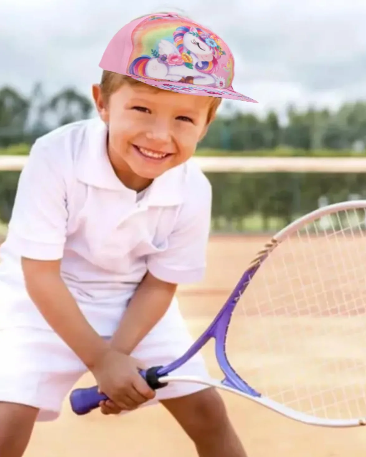 Berretto da Baseball per Ragazze in Cotone con Snapback Modello Unicorno colorato