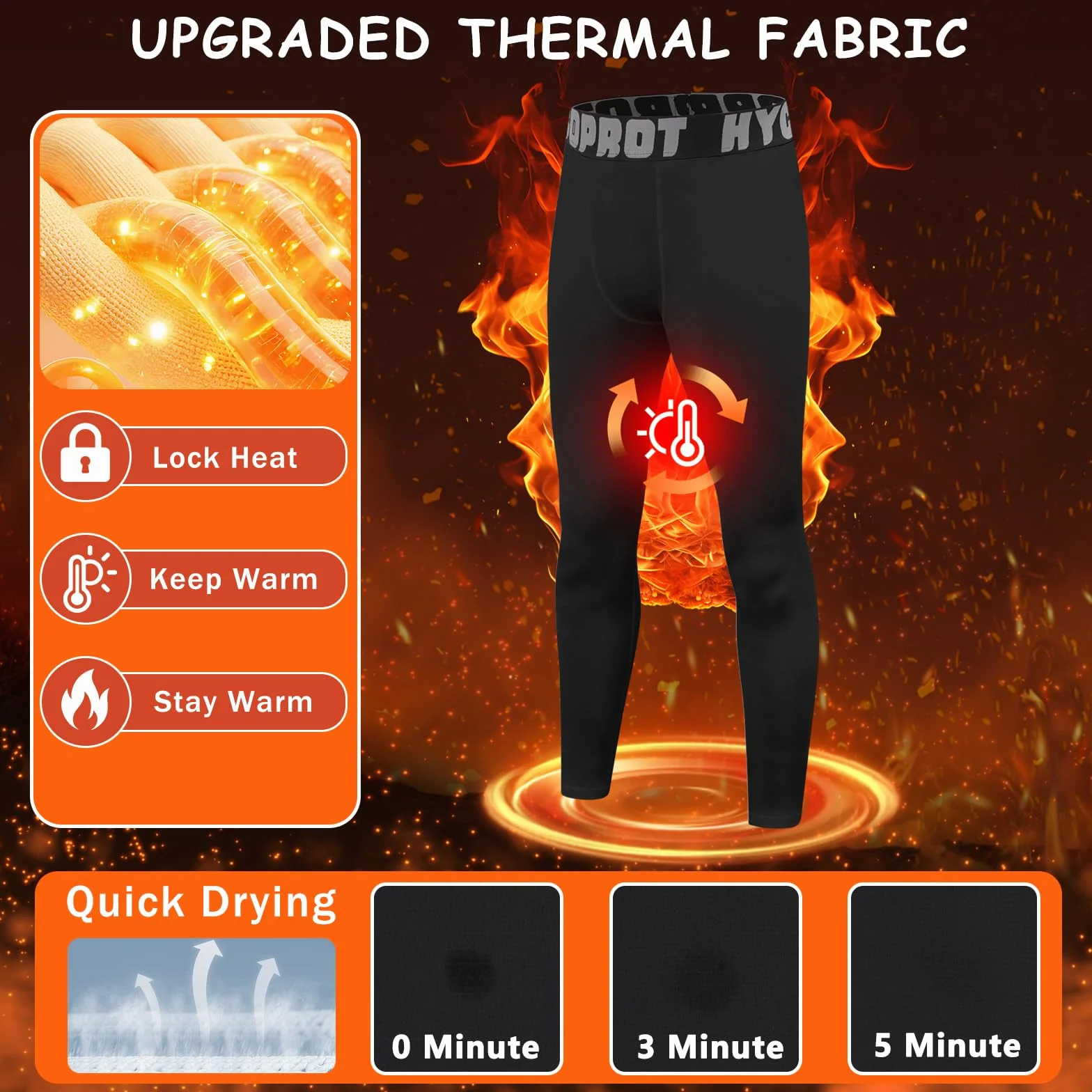 HYCOPROT Ragazzi Pantaloni Termici a Compression Leggings per Bambino Traspirante Sportivo ad Athletic Base Layer Termico Pantaloncino Asciugatura Rapida Pantaloni per Corsa Calcio Pallacanestro