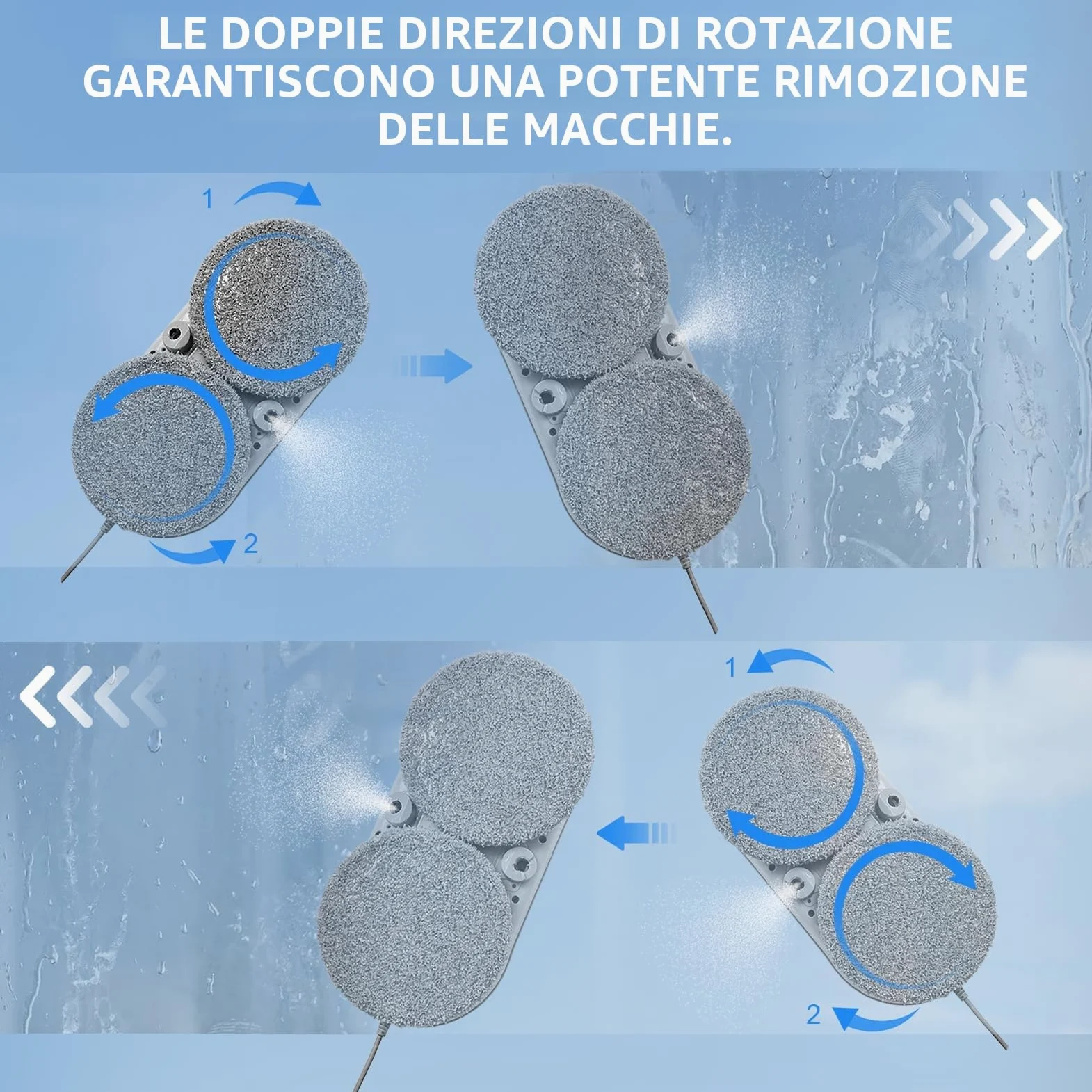 Tosima W5 Robot Lavavetri Finestre, Robot Pulisci Vetri con Doppio Spray, Telecomando, Lavavetri Automatico Sicurezza Tripla per Superfici Lisce Interni/Esterni(8 Panni)
