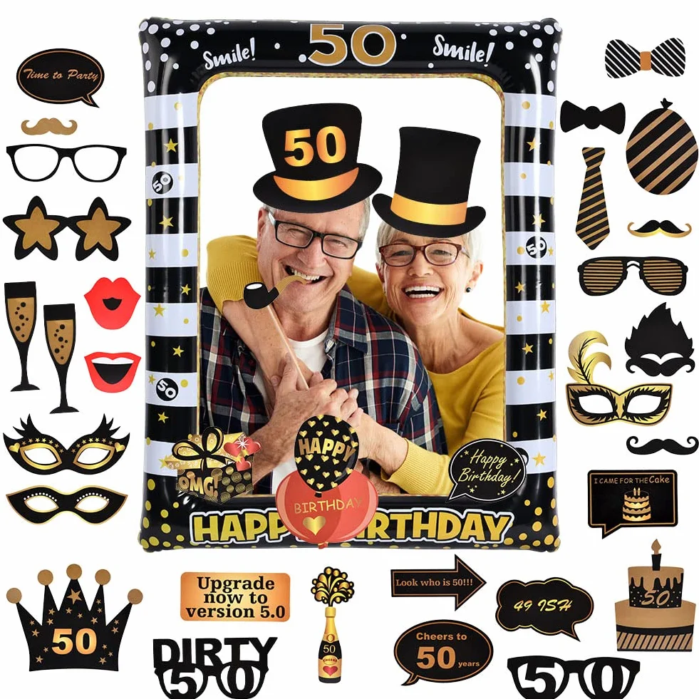 Flintronic Photo Booth Compleanno Accessori, Gadget 50 Anni Fai da Te