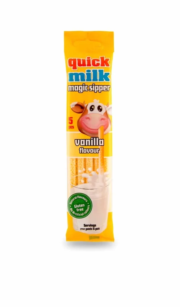 CANNUCCE ALLA VANIGLIA Ideali per la colazione | Confezione da 100 Cannucce | Le Originali QUICK MILK Senza Glutine | Solo aromi Naturali | Adatte anche agli intolleranti al Lattosio