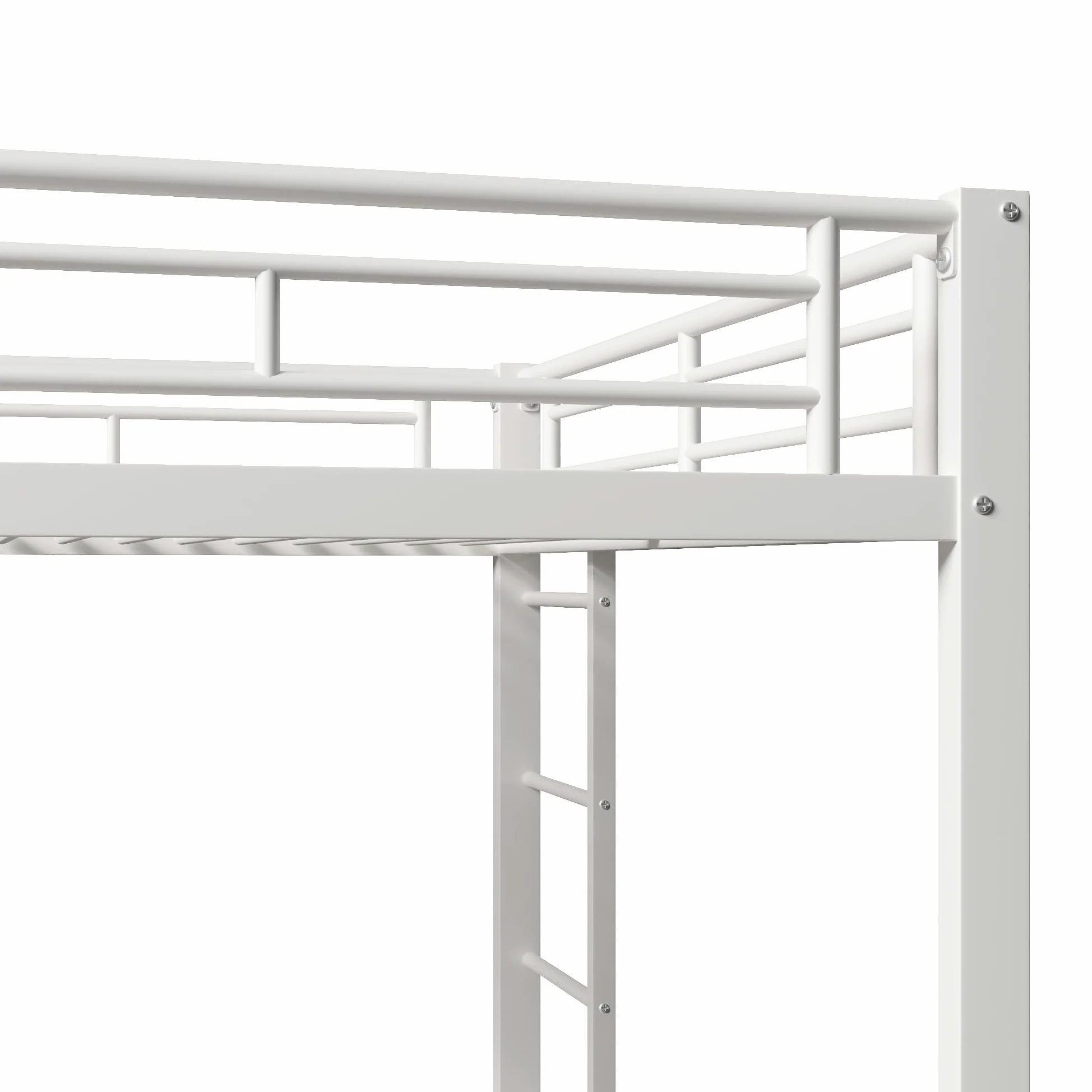 Moimhear 140 x 200 cm, letto a castello, letto con telaio in ferro, letto per bambini, dotato di letto estraibile (90 x 190 cm), ringhiera alta, senza materasso (bianco)