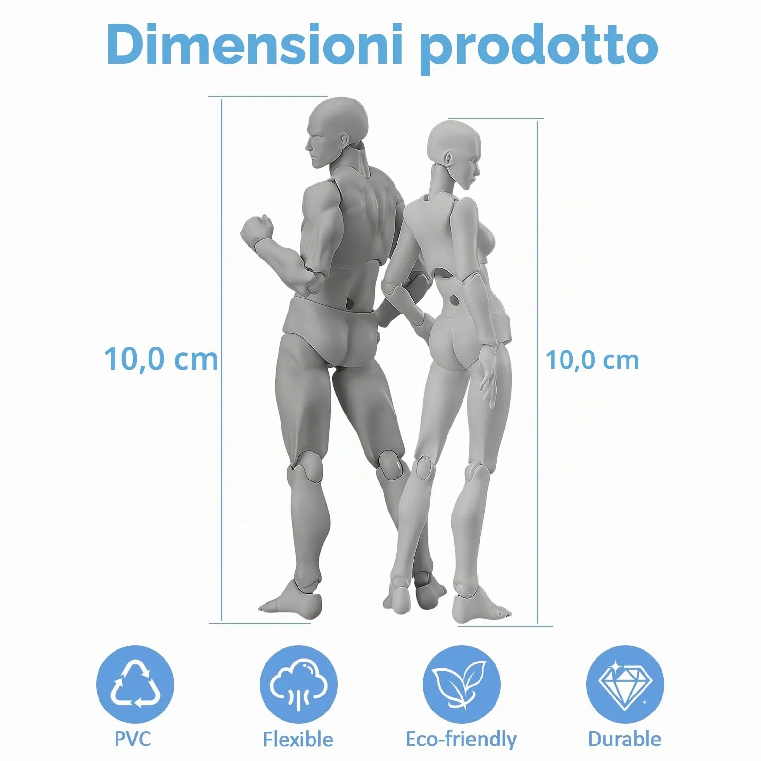 Manichini Flessibili per Artisti, Figure Umane Articolate Maschili e Femminili per Disegno