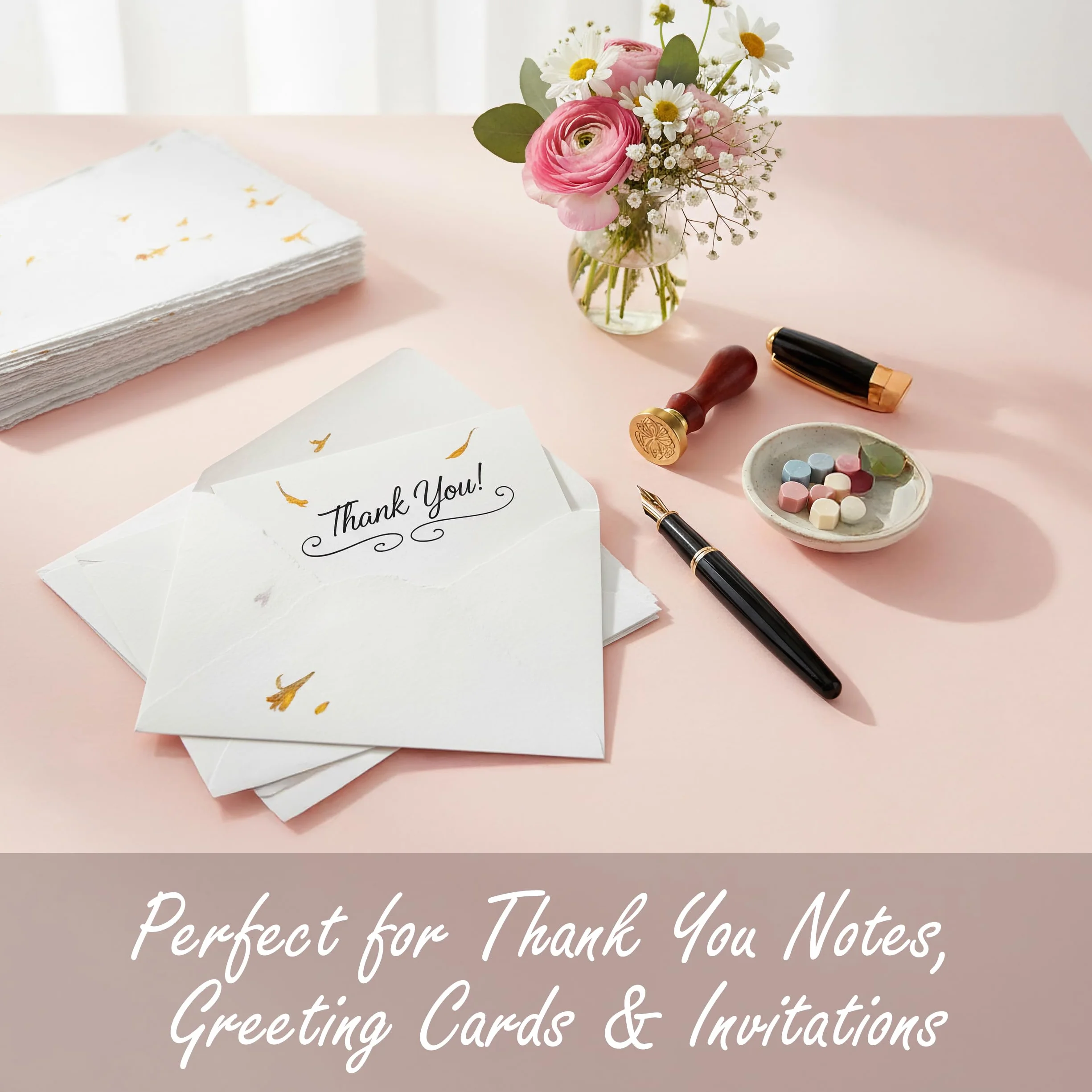 Carte di Carta A6 Vintage Cancelleria Fatta a Mano con Petali Veri 50 Pezzi 150 GSM 11x16 cm