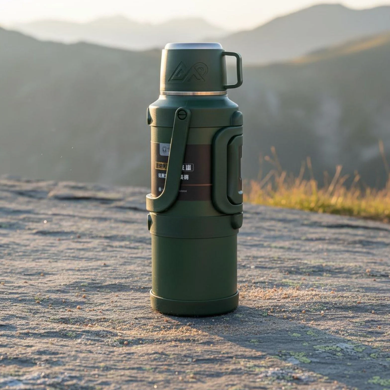 KESOTO Borraccia Termica in Acciaio Inossidabile 316 con Parete a Doppio Sottovuoto Beccuccio con Pulsante E Filtro Tè Adatta a Campeggio Auto Ufficio, Verde Militare, 3200ml