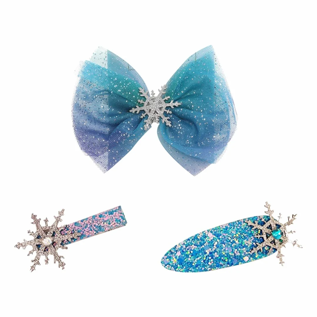 Fermagli per capelli bambini set fiocchi di neve regalo compleanno ragazze cartoni animati