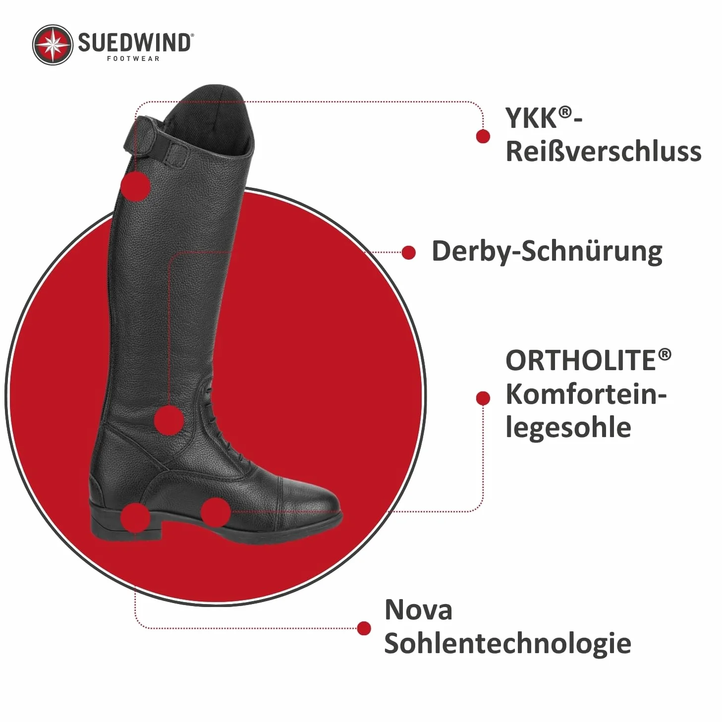 SUEDWIND FOOTWEAR Stivali da equitazione per bambini NOVA KIDS FUN LEATHER vera pelle suola comoda YKK