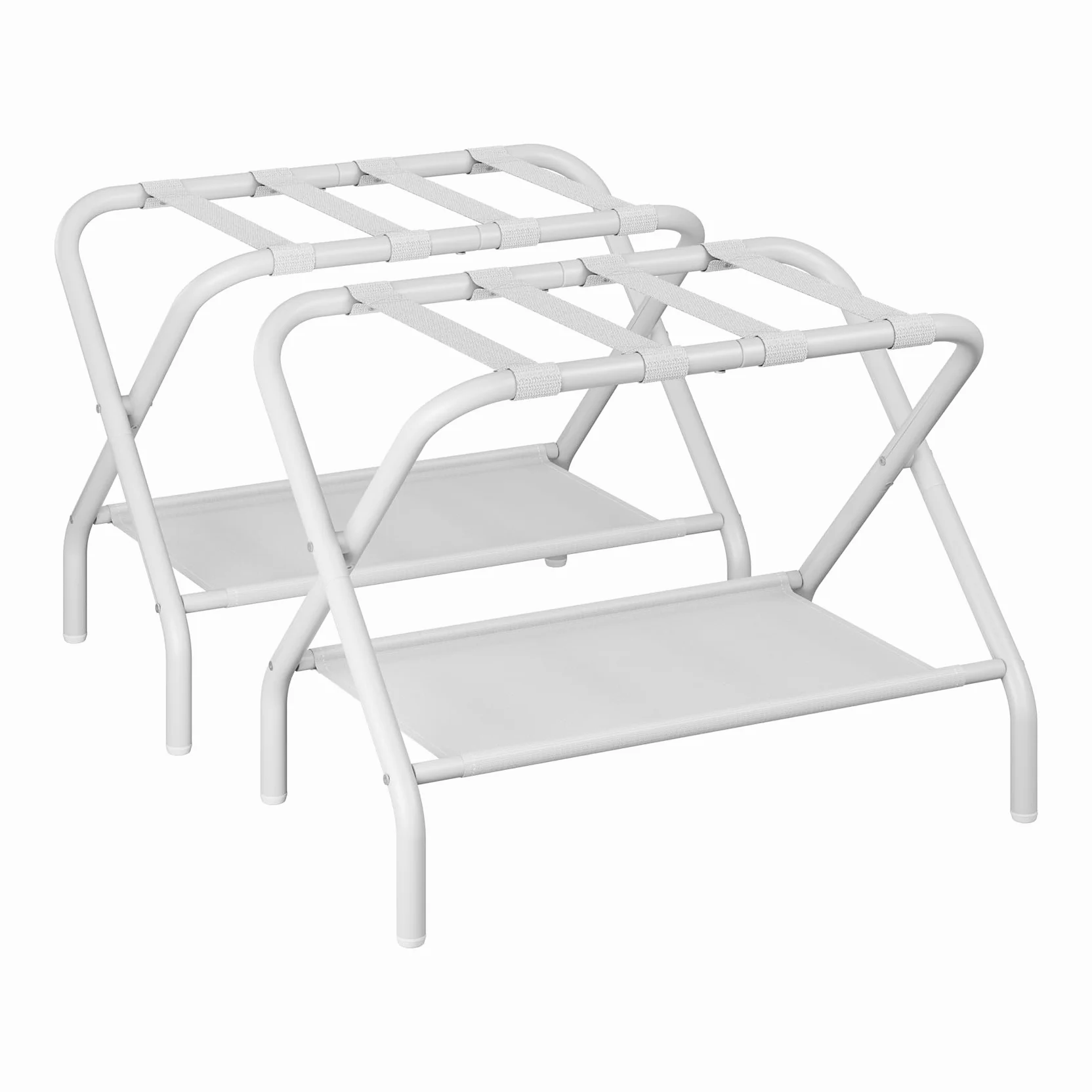 Smart FENDEE Confezione da 2 supporti pieghevoli per valigie con ripiano in tessuto, in acciaio, portatile, per camera degli ospiti, camera da letto, hotel, facile da montare, portata fino a 50 kg,