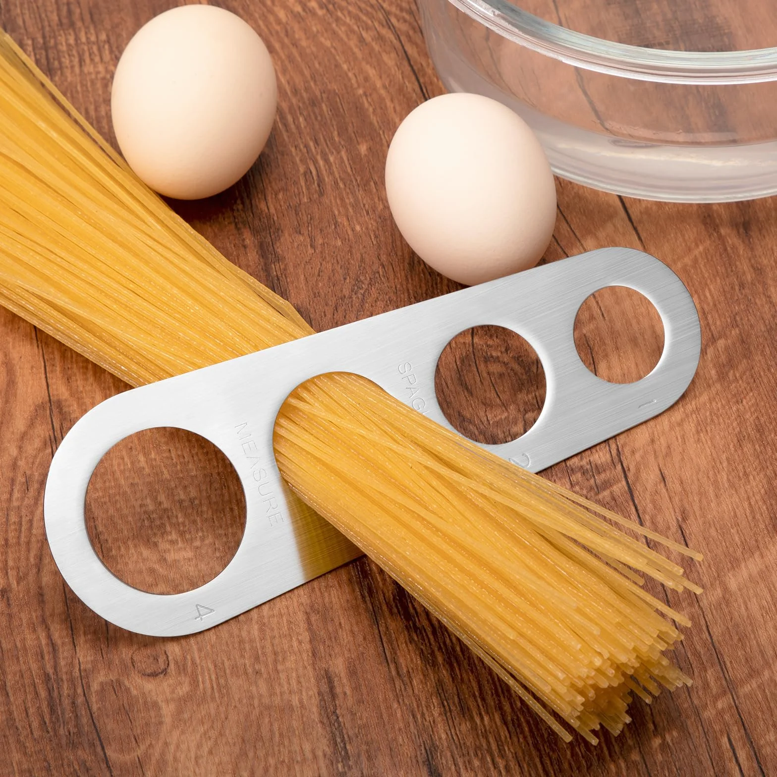 Misuratore di Spaghetti Misura Spaghetti in Acciaio Inossidabile Dosatore Spaghetti con 4 Fori di Misurazione per Cucina 2 Pezzi