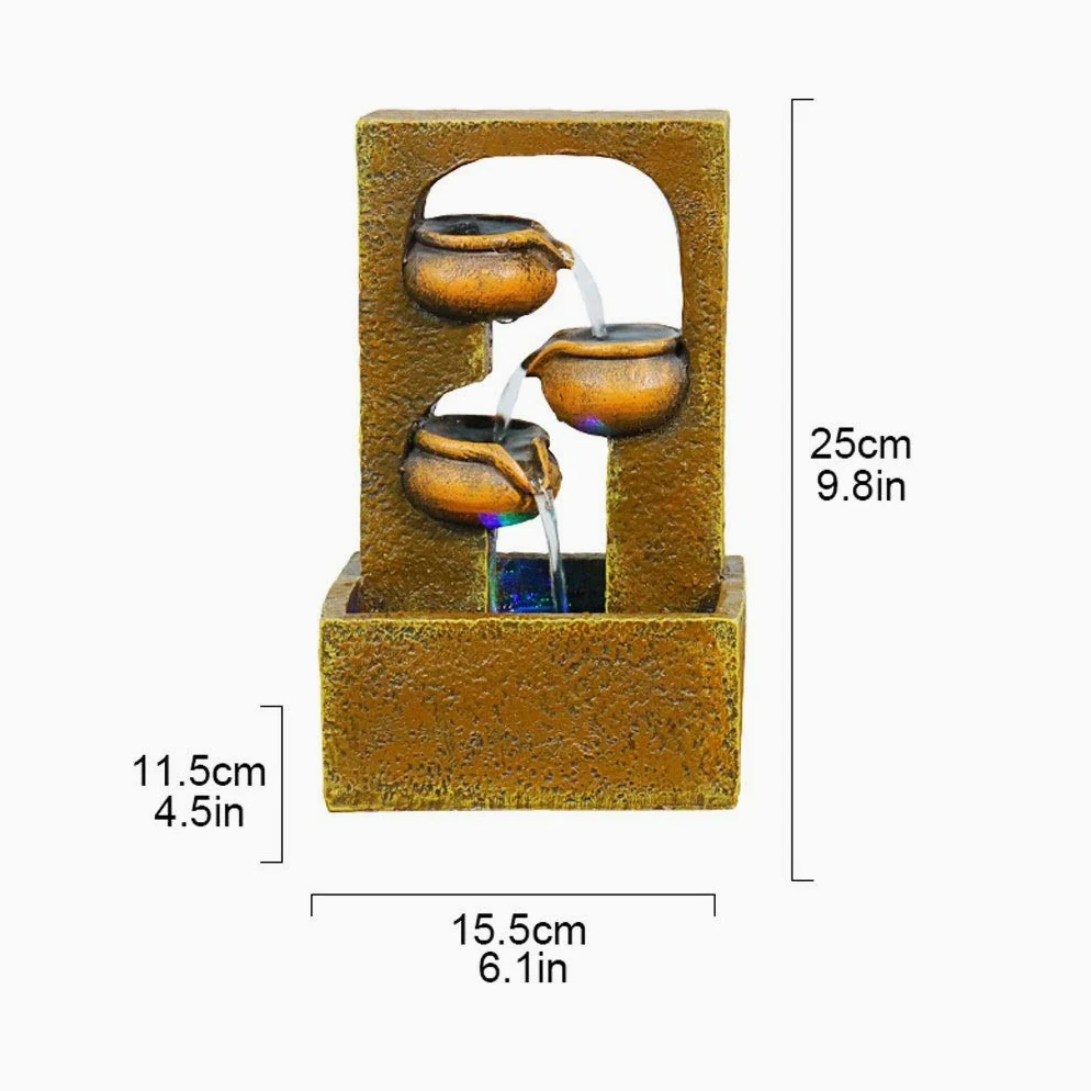 Fontana da interno rilassante Indoor e Outdoor decorativo Fontana Relax Desktop e fontana da tavolo con pompa ad acqua for la casa Ufficio giardino terrazza, 9.8" Altezza Cascata Tavolo Decorazione