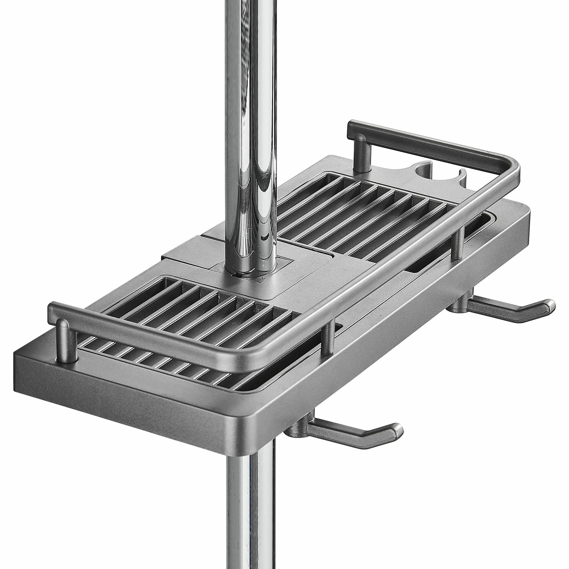 Mensola Doccia da Appendere Senza Forare Portaoggetti Bagno Rimovibile ABS Fibbia Soffione Gancio Asta 21-25mm Grigio