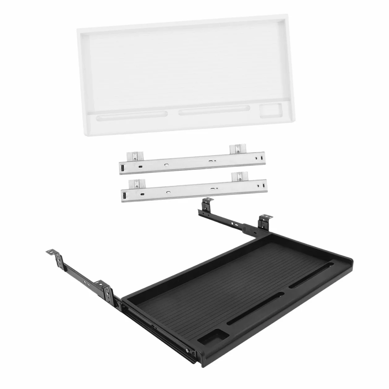 AdjustabKeyboard Vassoio PP & Metallo Scrivania Der per Risparmio di Spazio Sto Pratico Sottoscrivania Supporto Tastiera per Ufficio Design