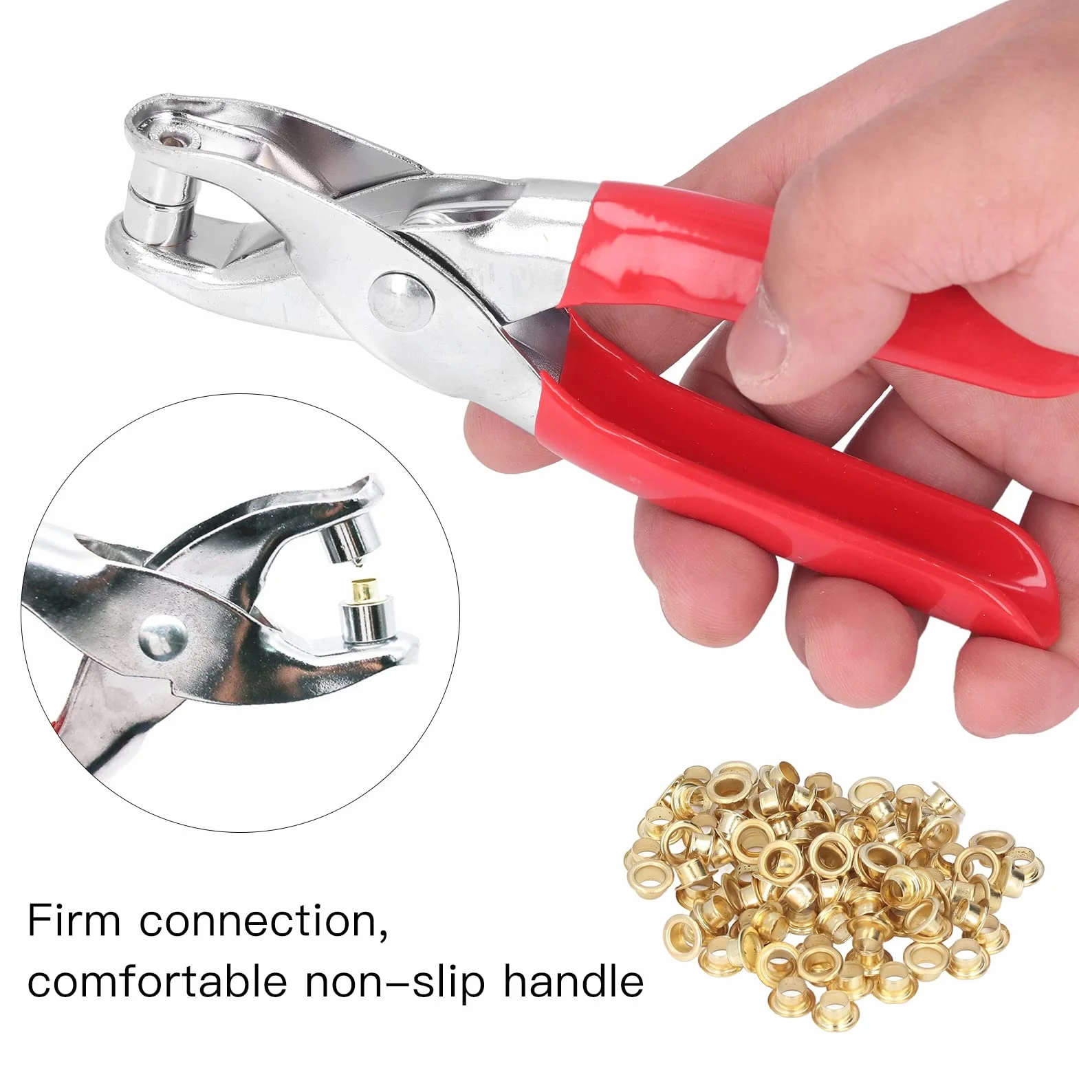 Set di Pinze per Perforatori in Metallo con Bottoni Ad Occhiello da 4 Mm, Kit di Attrezzi Multiuso per Anelli di Tenuta in Lega di Acciaio con Pulsante Air Eye da 100 Pezzi per