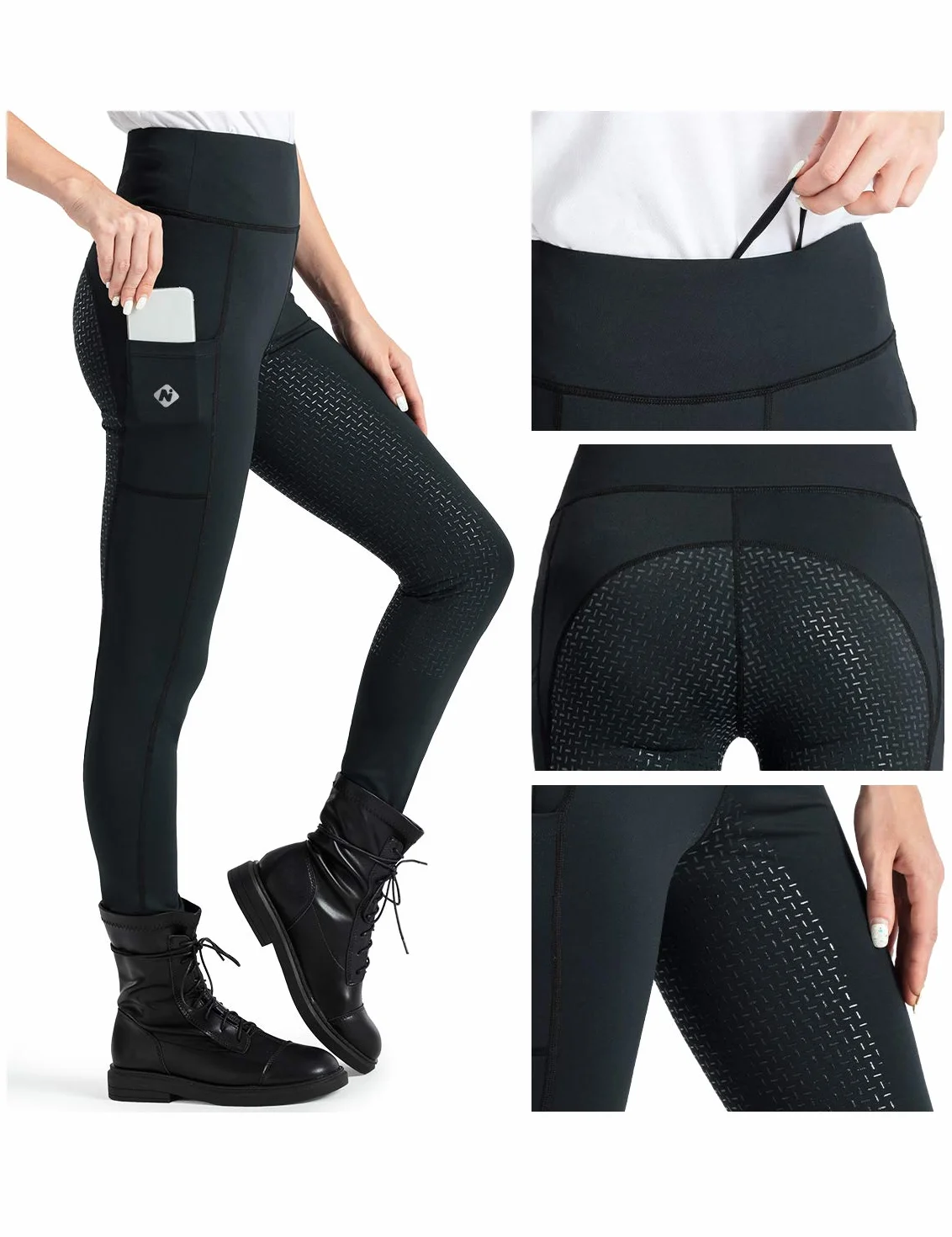 NAVISKIN Pantaloni da Equitazione Donna Calzamaglia Impugnatura Silicone Morbido Elastico