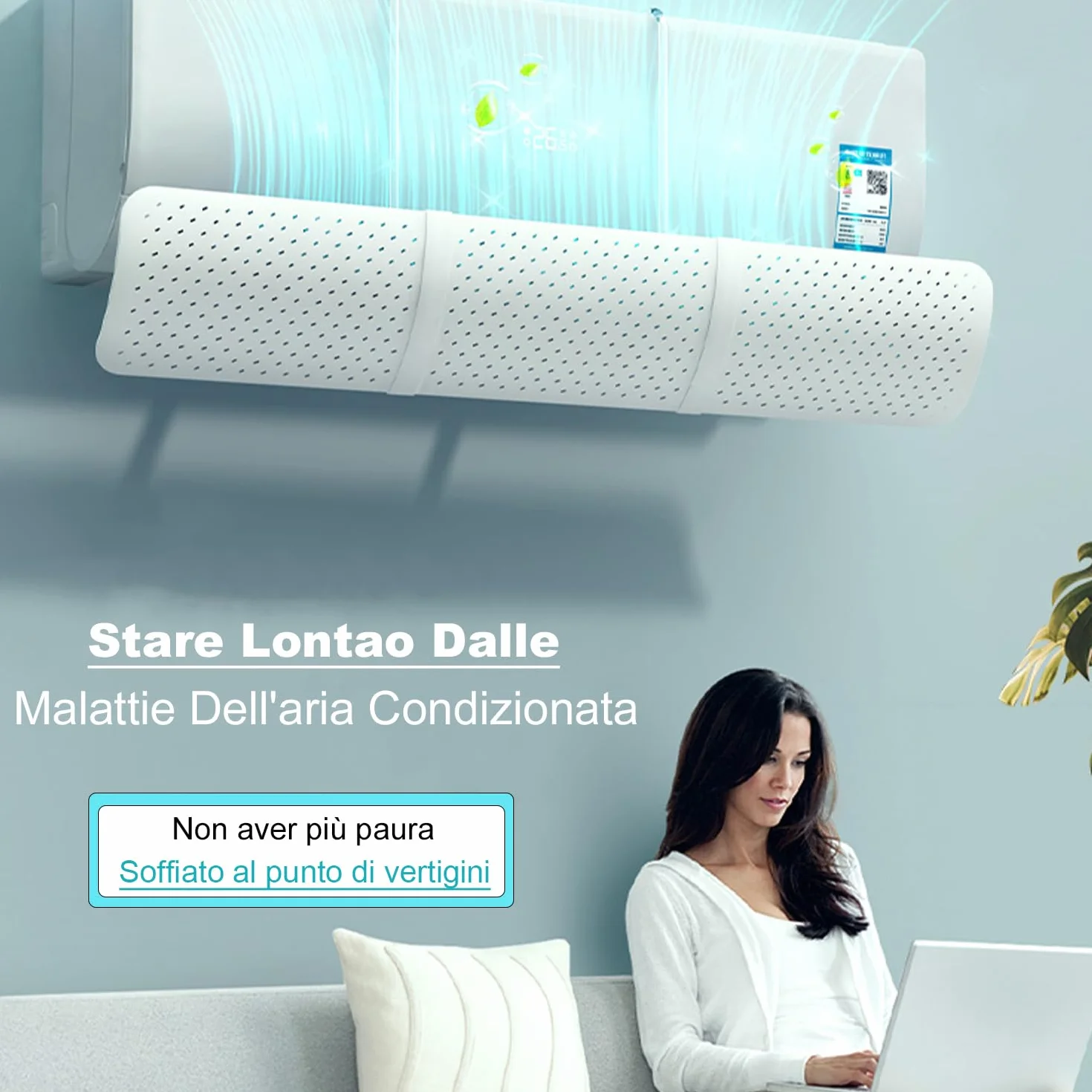 Deflettore per Condizionatore Universale, Portatile Regolabile Parabrezza Deflettore Aria Condizionata Scudo per Condizionatori da Parete per Casa/Ufficio/Camera/Soggiorno (Bianco)