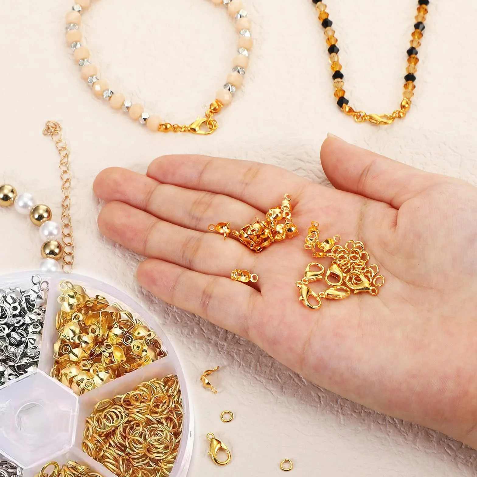 1140 Chiusure Gancetti per Braccialetti, Ganci per Braccialetti fai da te, Chiusura Chiusure per Collane, Accessori per la Creazione di Gioielli, Kit per Gioielli, Oro e Argento