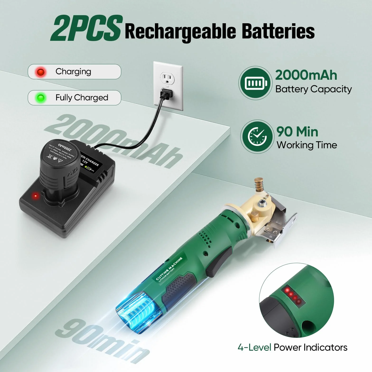 Forbici elettriche ricaricabili 240W 2000RPM 2000mAh 25mm Taglio per pelle cartone moquette