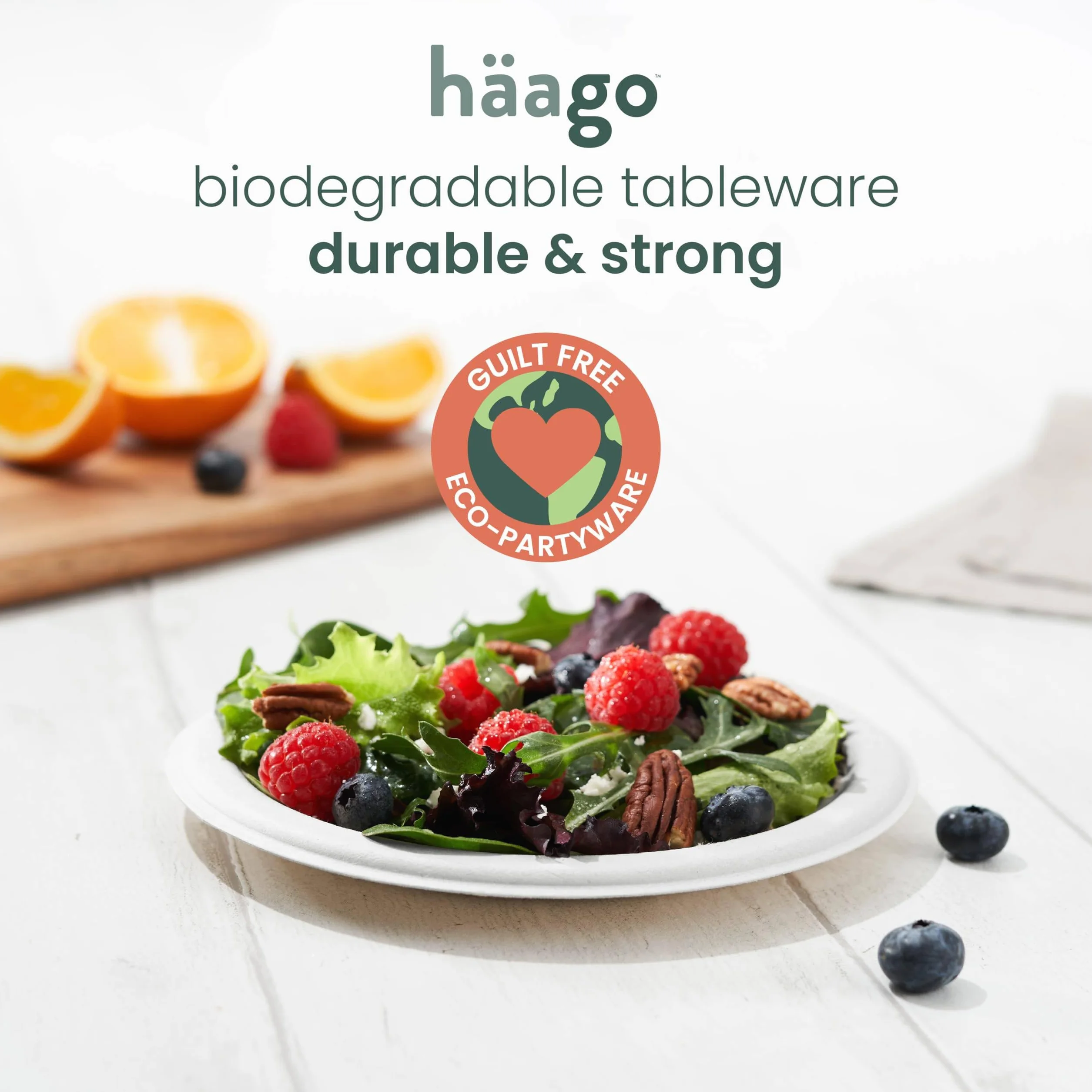 HAAGO Piatti Compostabili in Canna da Zucchero 18 cm 7" - Piattini Dessert Usa e Getta Resistenti Antigrasso