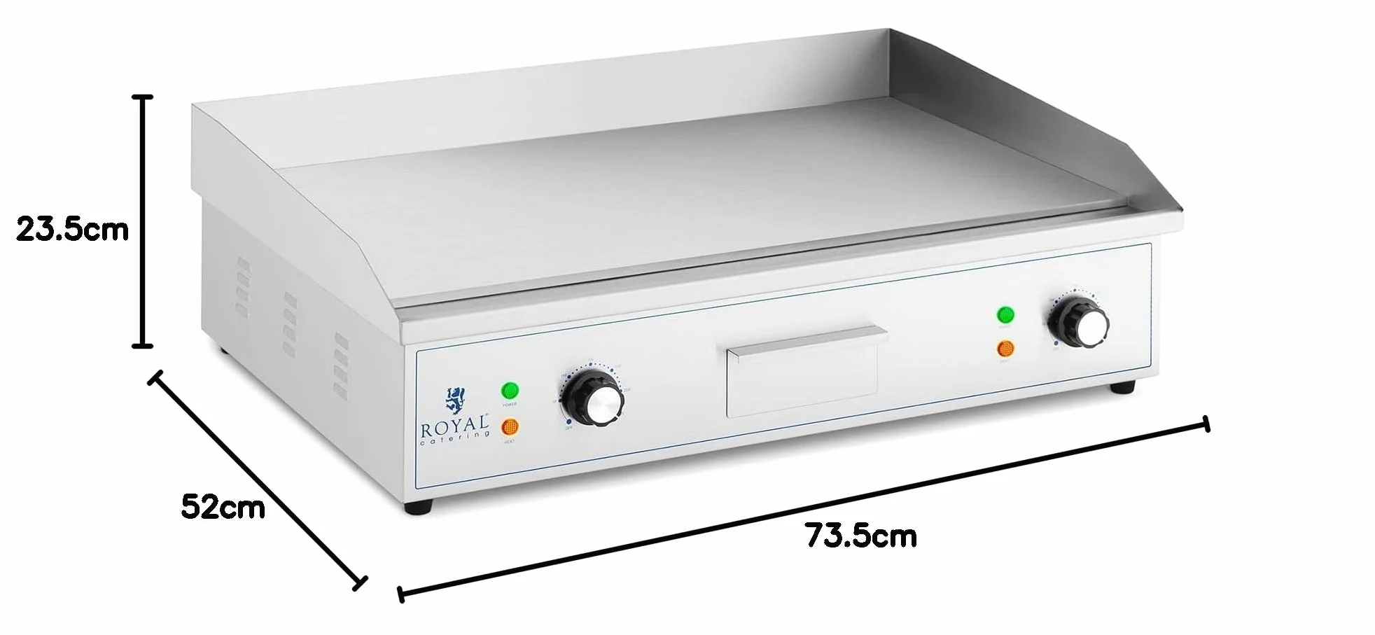 Royal Catering Piastra elettrica professionale 727 x 420 mm 2 4 400 W Da appoggiare Piastra di cottura per ristorante Commerciale per barbecue, snack bar, Esterno