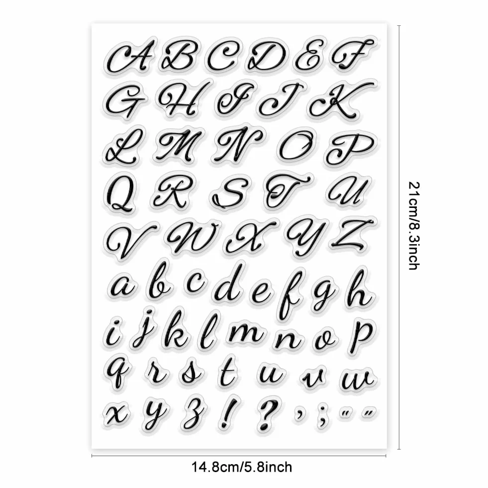 PH PandaHall Timbro Trasparente con Alfabeto 26, Timbro In Gomma Trasparente In Silicone con Lettere Scritte A Mano per per la Creazione di Biglietti, Diario, Scrapbooking, Etichette Regalo