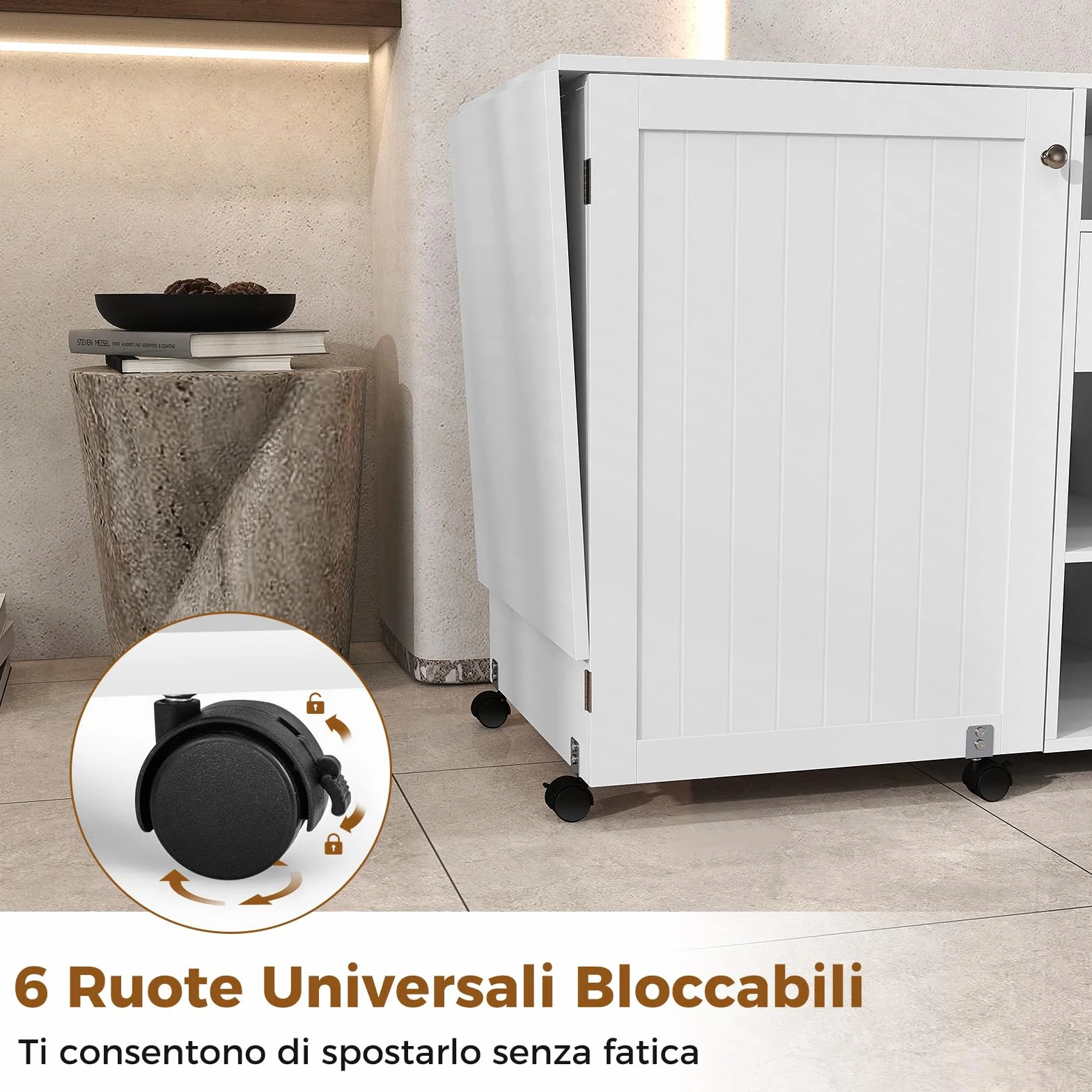 RELAX4LIFE Tavolo da Cucito Pieghevole su Ruote con Ripiani e Cassetto
