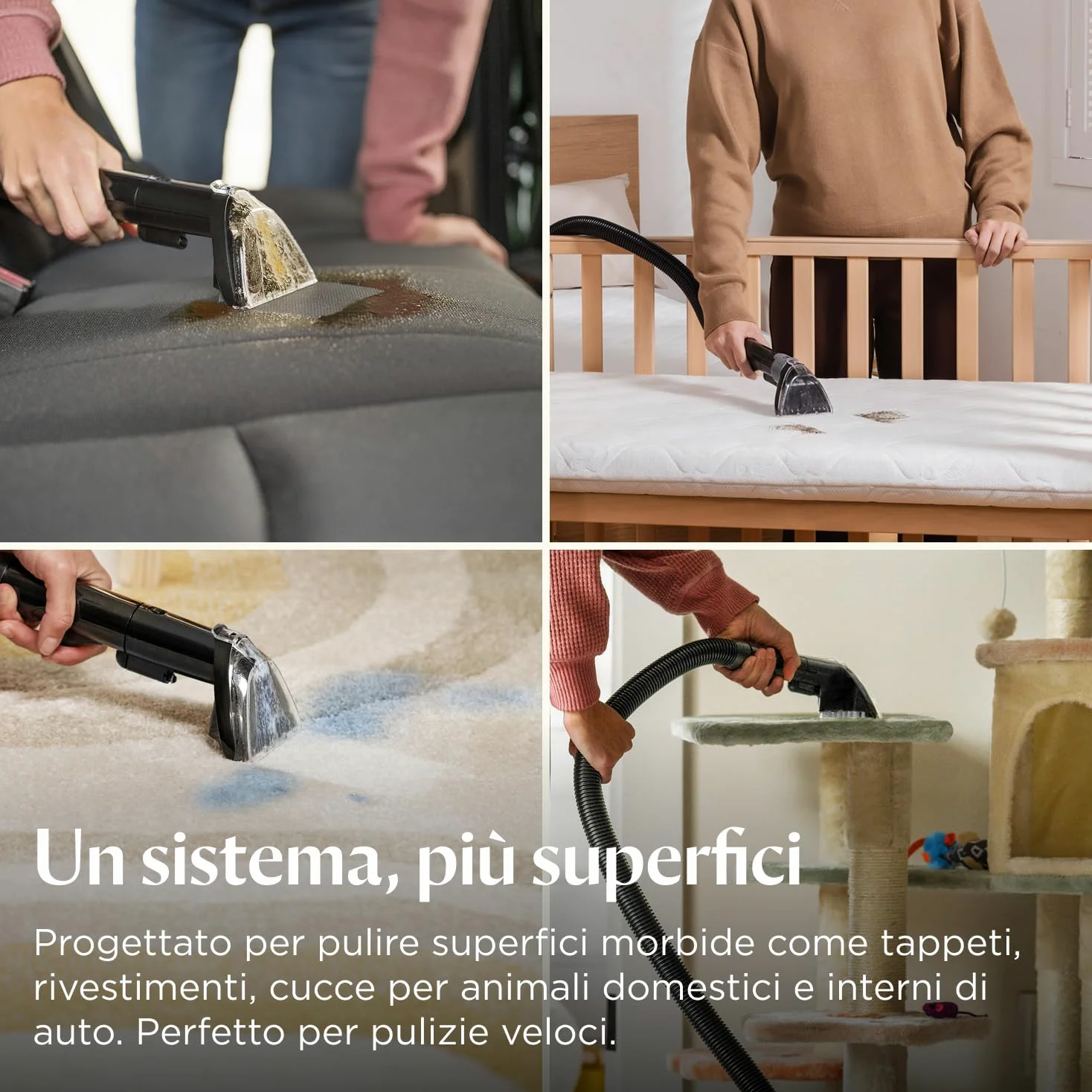 BISSELL SpotClean ProHeat Advanced, Lavatappeti, Pulitore per tappeti e tappezzeria, Lava tappezzeria, Motore 1125W, Pulizia tripla macchie ostinate, Compatto multi-superficie, Filaire, 3924N