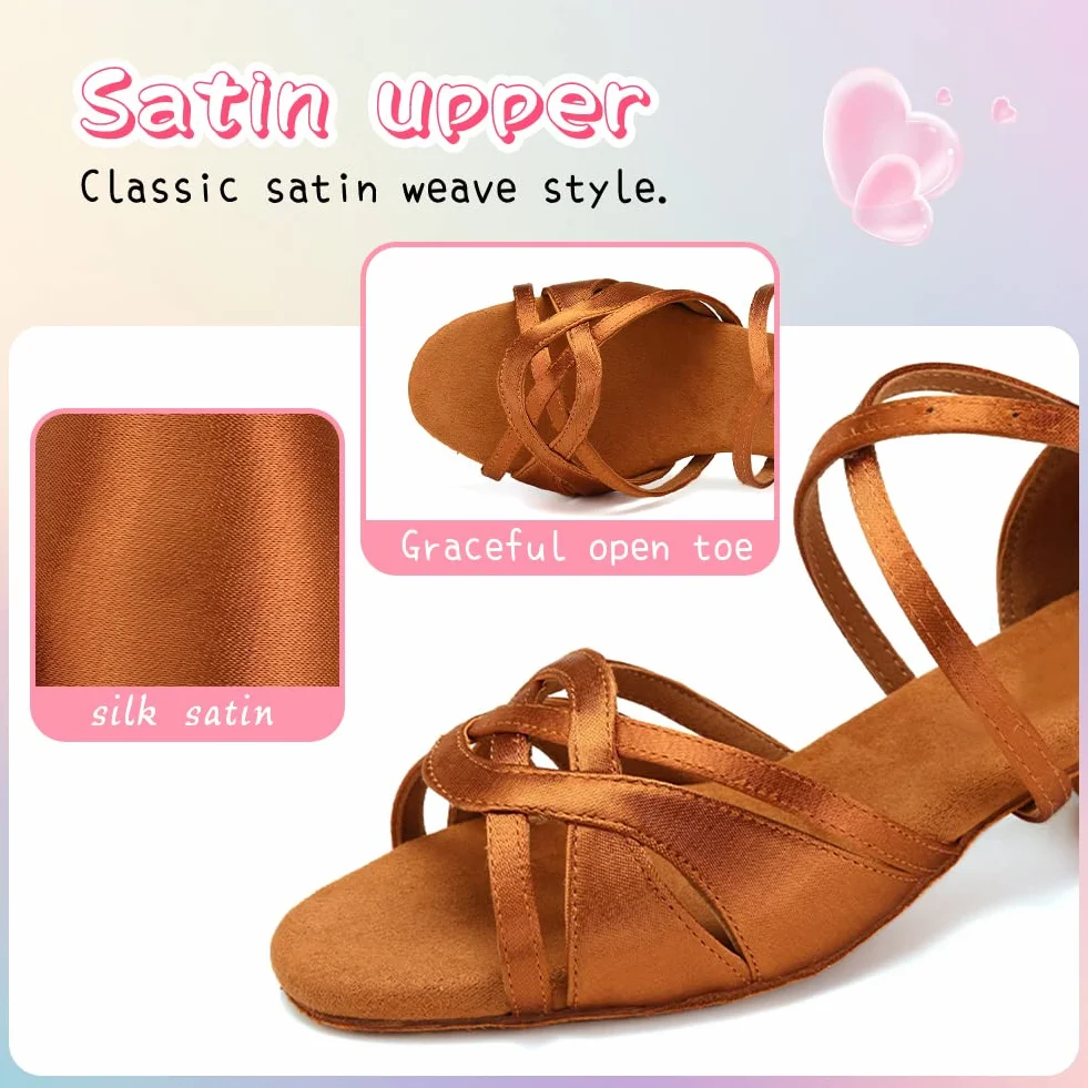 HIPPOSEUS Scarpe da Ballo Latino per Donne con Tacco Basso Modello 3038