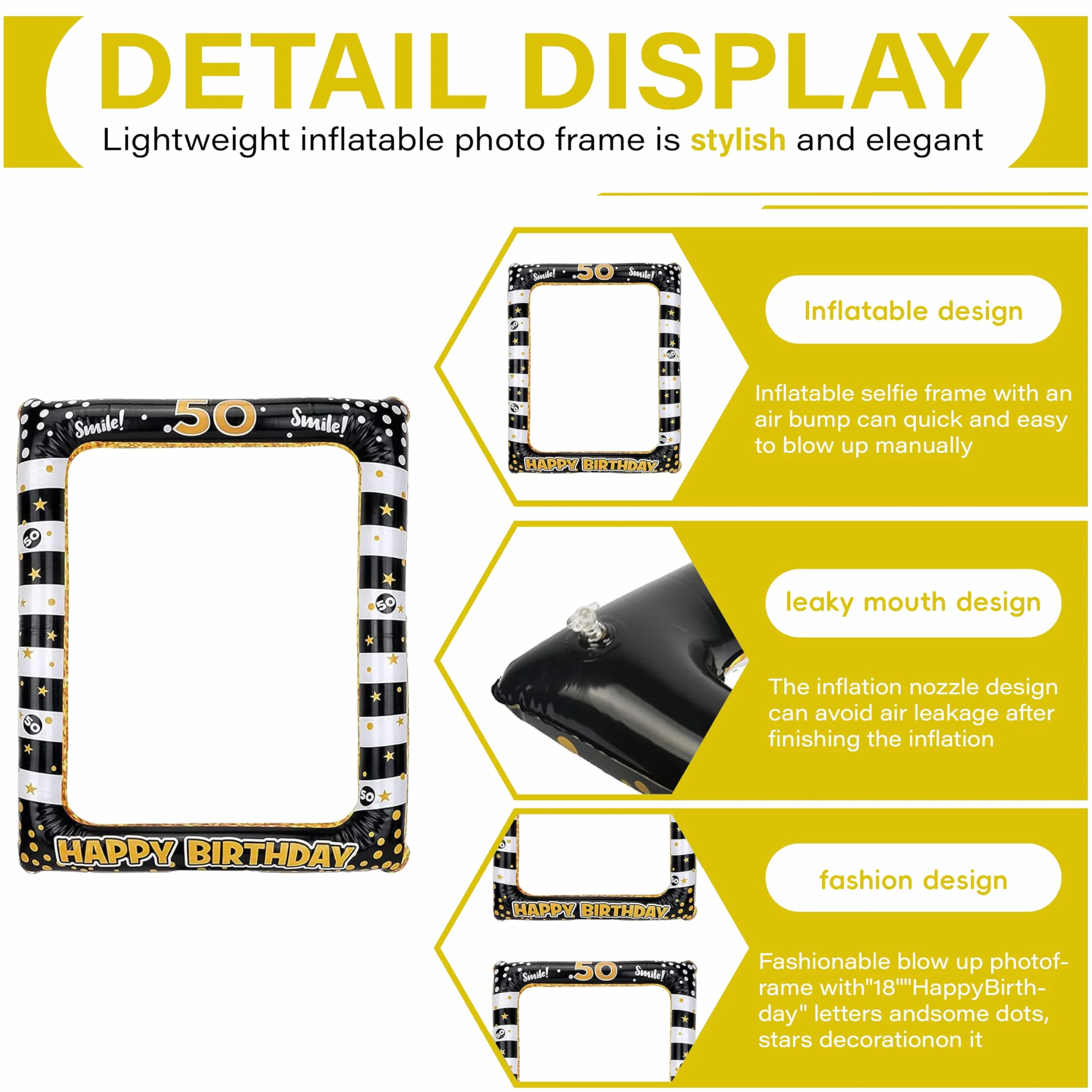 RCIDOS Cornice Per Foto Compleanno Gonfiabile, 50° Per Foto Di Compleanno, Accessori, Photo Booth Props Si Applica A Uomo Donna