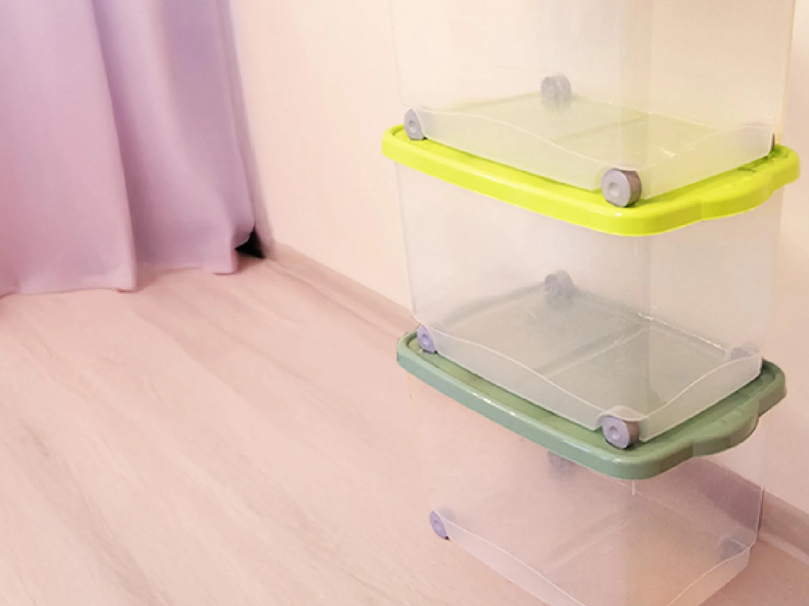 MAURY'S Set 3 Contenitori Multiuso 55L con Ruote e Coperchio Trasparente 60x40x36 cm Organizer