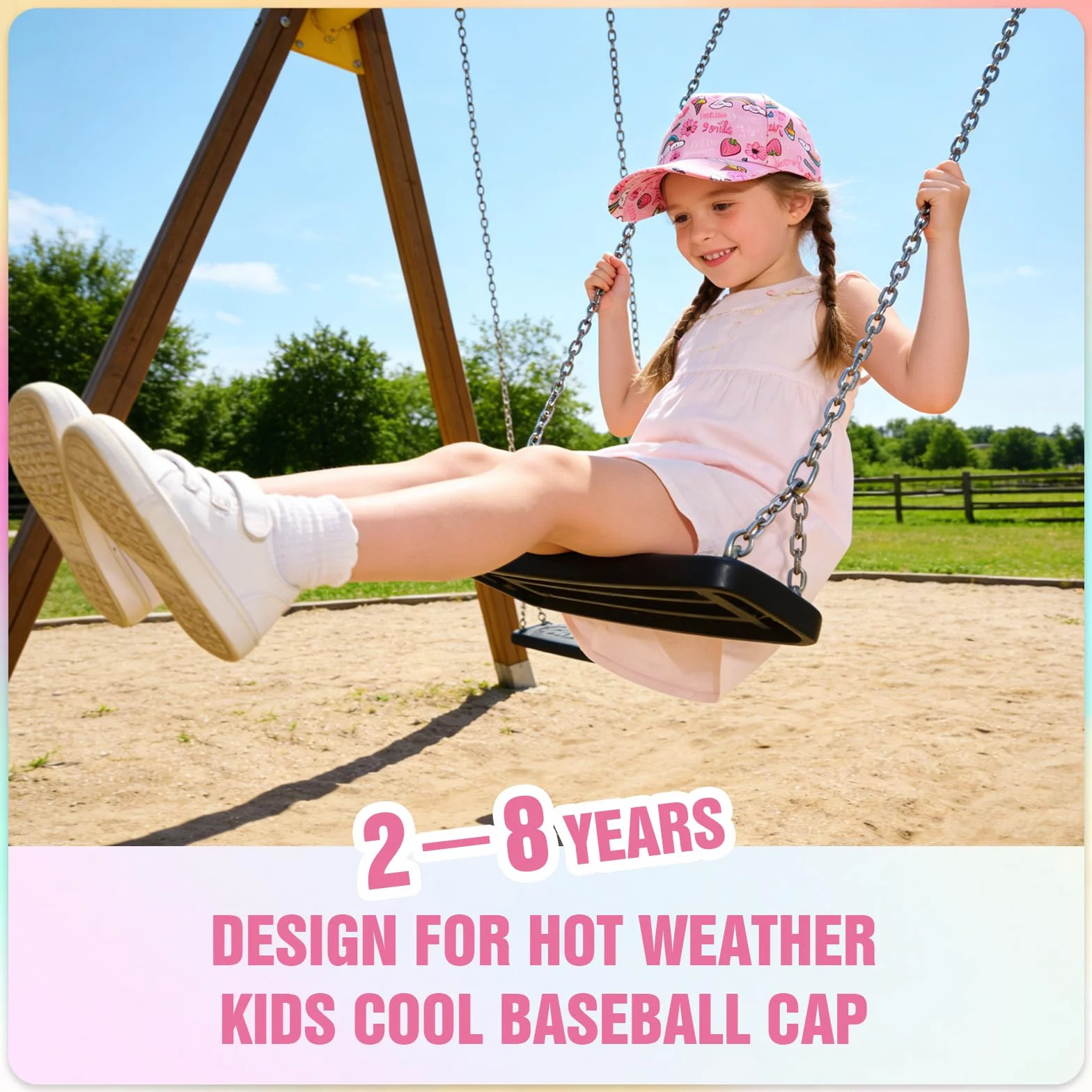 Cappellino da Baseball per Bambine QKURT, Cappello Estivo Regolabile per Bambini 2-8 Anni