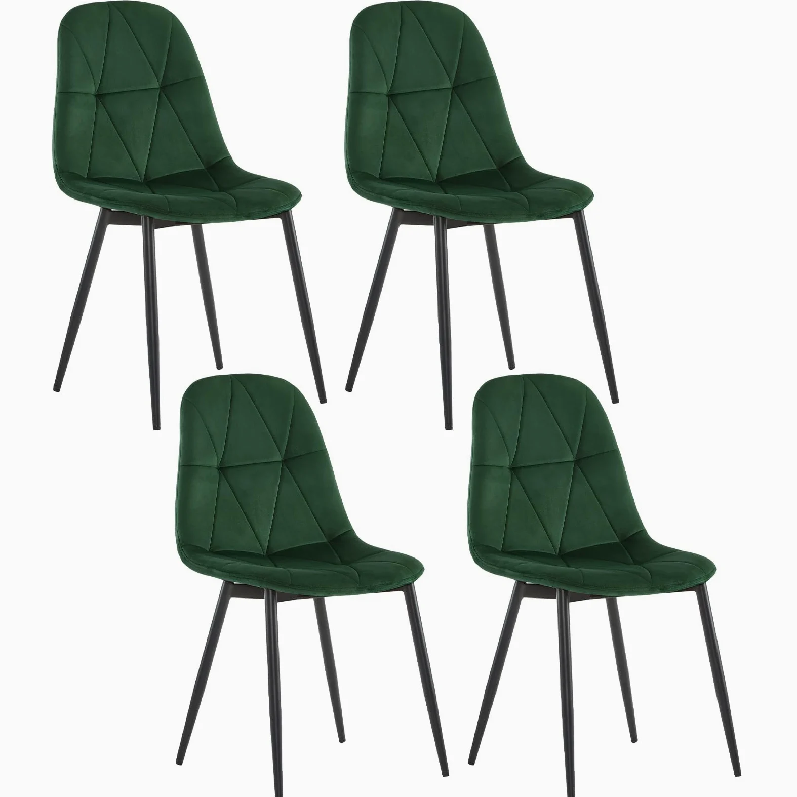 Lestarain set di 4 Sedia da Pranzo in Velluto, Sedie sala da pranzo con Schienale, Sedia Ergonomica con Gambe Metalliche, Seduta Imbottita, Verde Scuro LCNI109002-4