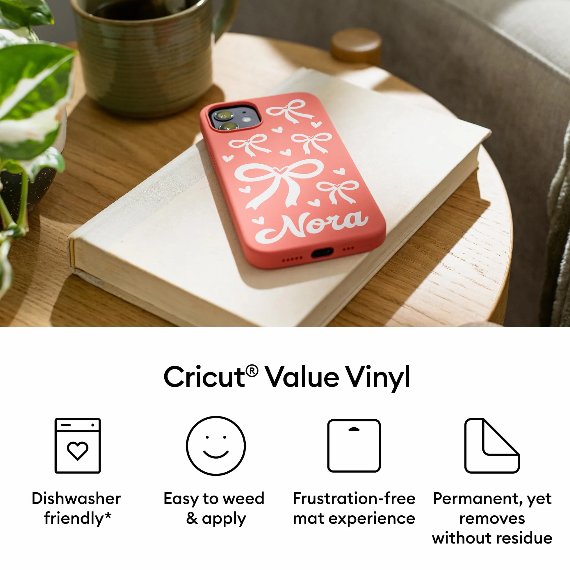 Cricut Vinile Permanente Autoadesivo 30,5 x 30,5 cm Bianco 10 fogli per Macchine da Taglio