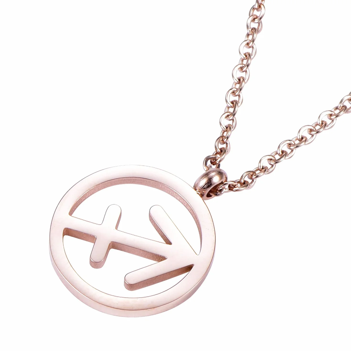 Morella collana donna acciaio inox oro rosa ciondolo segno zodiacale sacchetto velluto