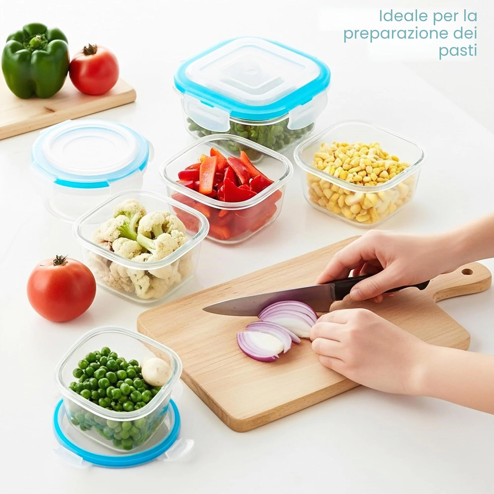 KICHLY Set contenitori vetro conservazione alimenti 18 pezzi ermetici senza BPA